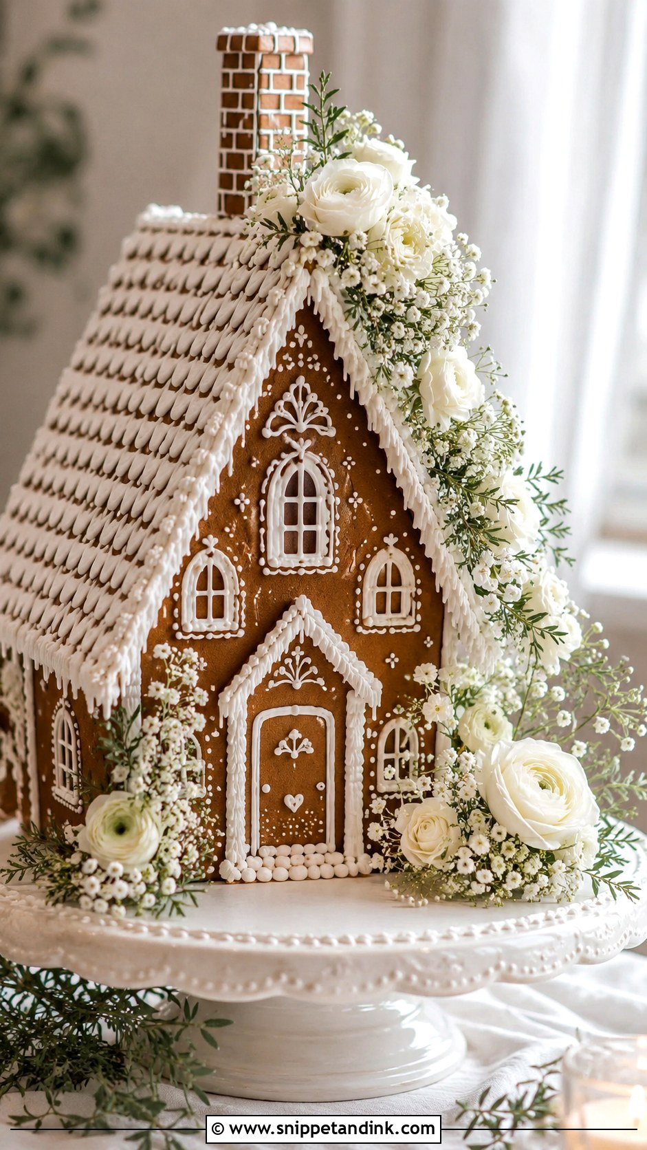 Gingerbread House Wedding Cake With Fresh Flowers - Snippet and Ink - 20 Gingerbread House Wedding Cake Ideas