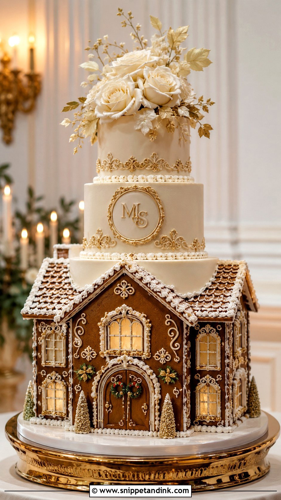 Gingerbread House Wedding Cake With Mini Houses - Snippet and Ink - 20 Gingerbread House Wedding Cake Ideas