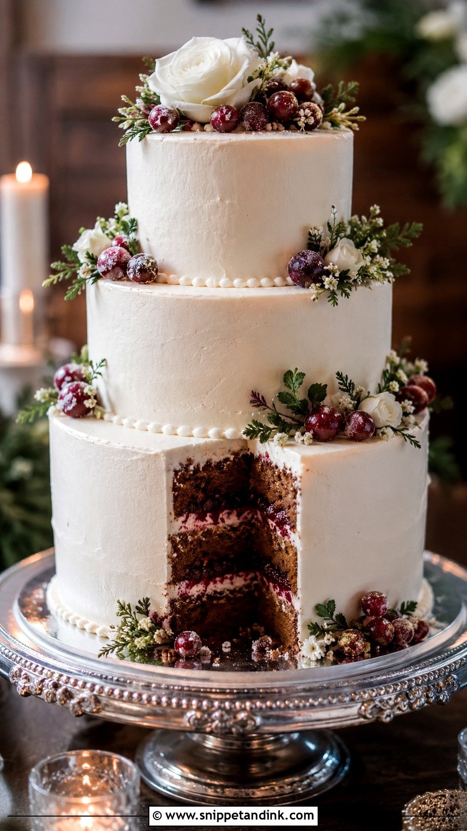 Gingerbread Wedding Cake With Cranberry Filling - Snippet and Ink - 20 Gingerbread Wedding Cake Ideas