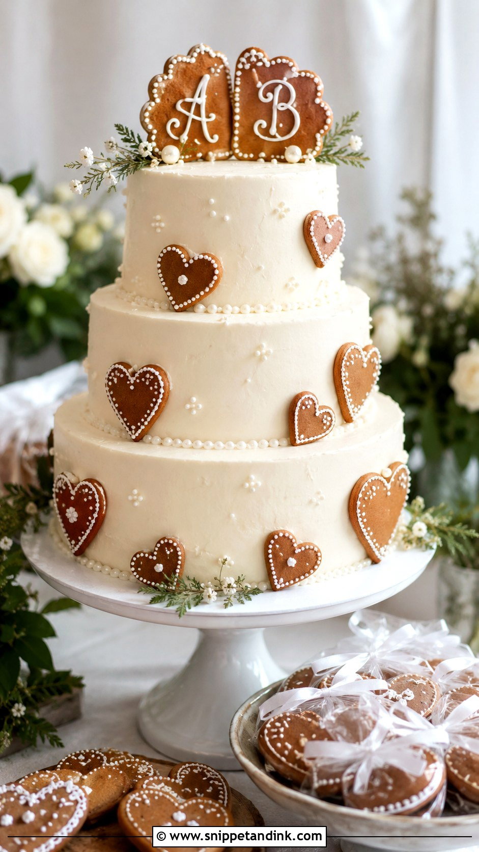 Gingerbread Wedding Cake With Gingerbread Cookies - Snippet and Ink - 20 Gingerbread Wedding Cake Ideas