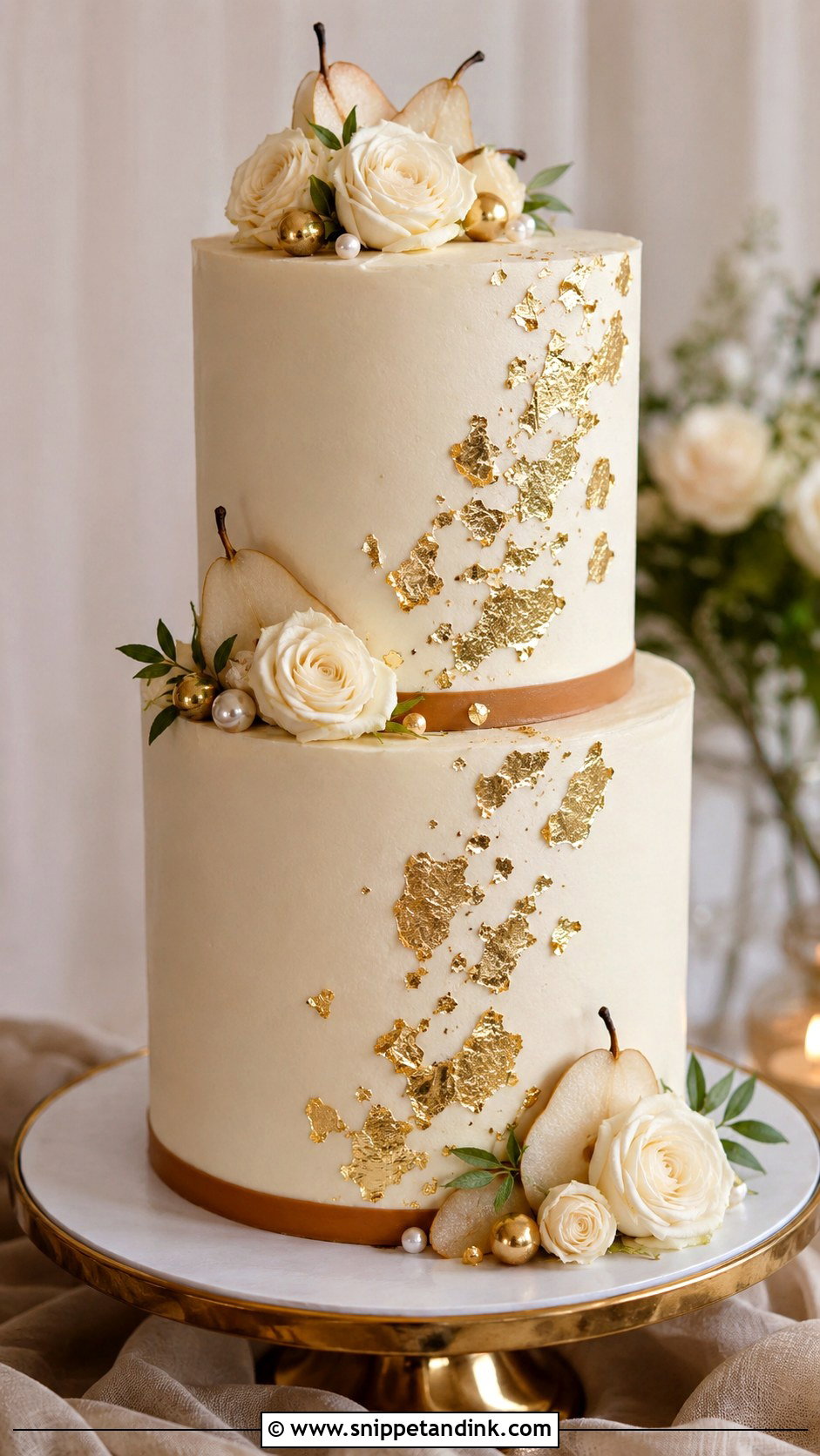 Gingerbread Wedding Cake With Gold Leaf - Snippet and Ink - 20 Gingerbread Wedding Cake Ideas