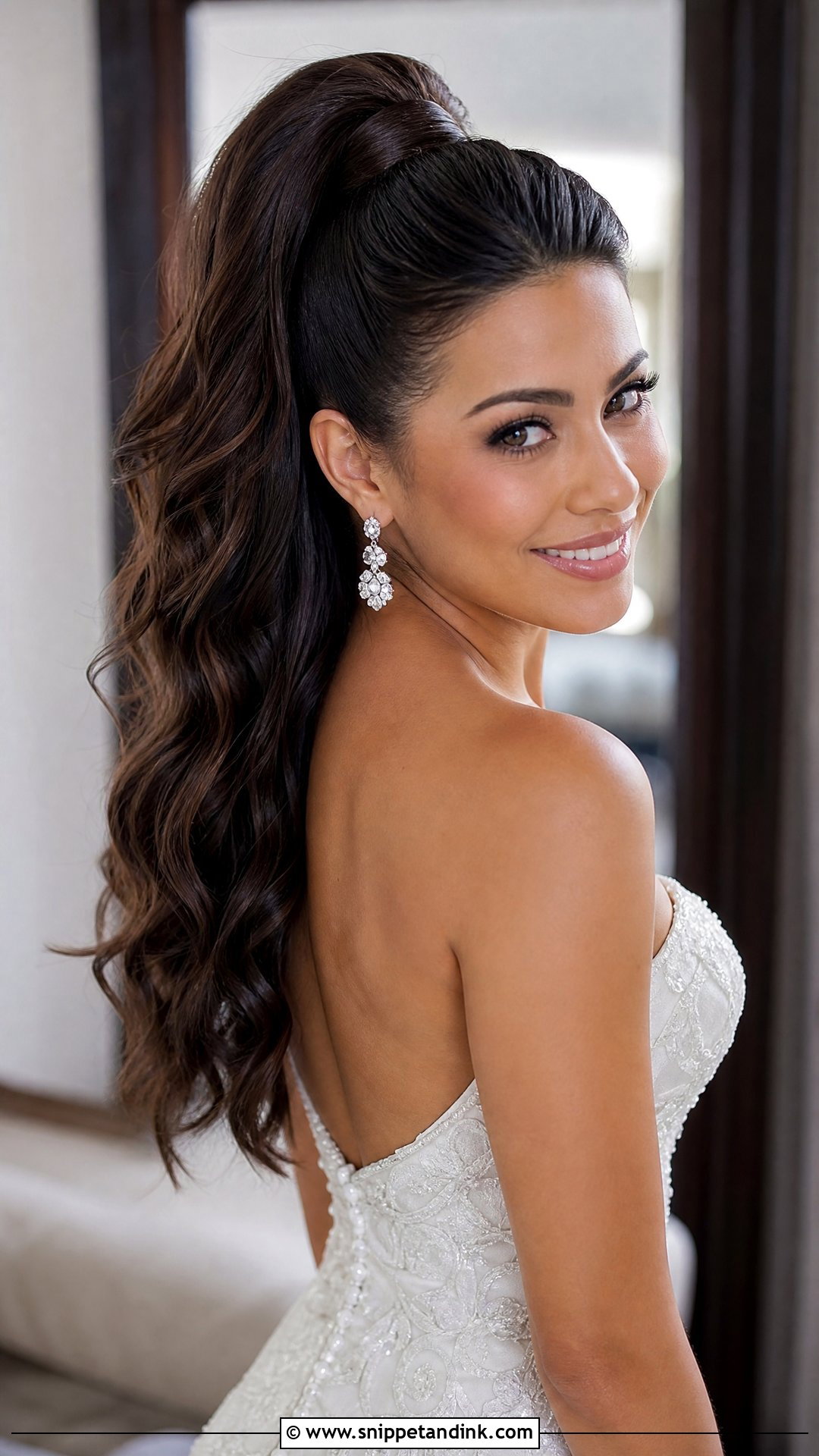 Glam Bridal High Ponytail - Snippet and Ink - 15 Bridal High Ponytail Wedding Hairstyles