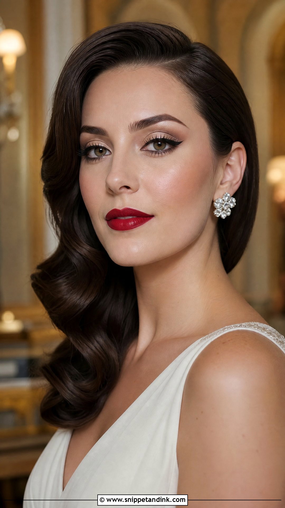 Glam Bridal Makeup With Red Lip For Brown Eyes - Snippet and Ink - 20 Glam Wedding Makeup for Brown Eyes
