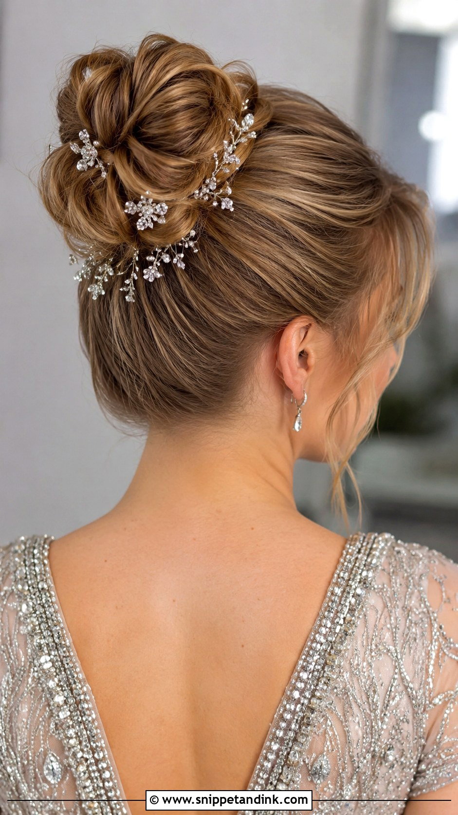 Glam Bun With Crystal Accents - Snippet and Ink - 35 Bridal Bun Ideas