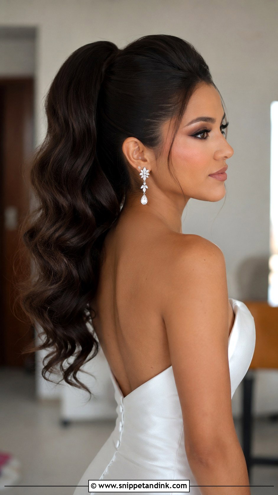 Glam High Ponytail Wedding Hairstyle - Snippet and Ink - 20 High Pony Wedding Hairstyles