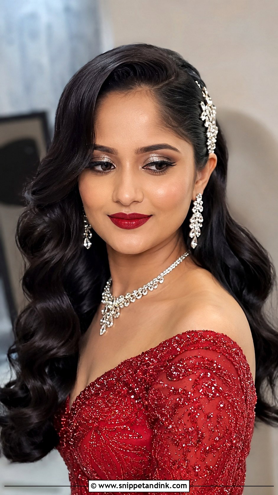 Glam Hollywood Waves - Snippet and Ink - 25 Open Hair Indian Bride Ideas