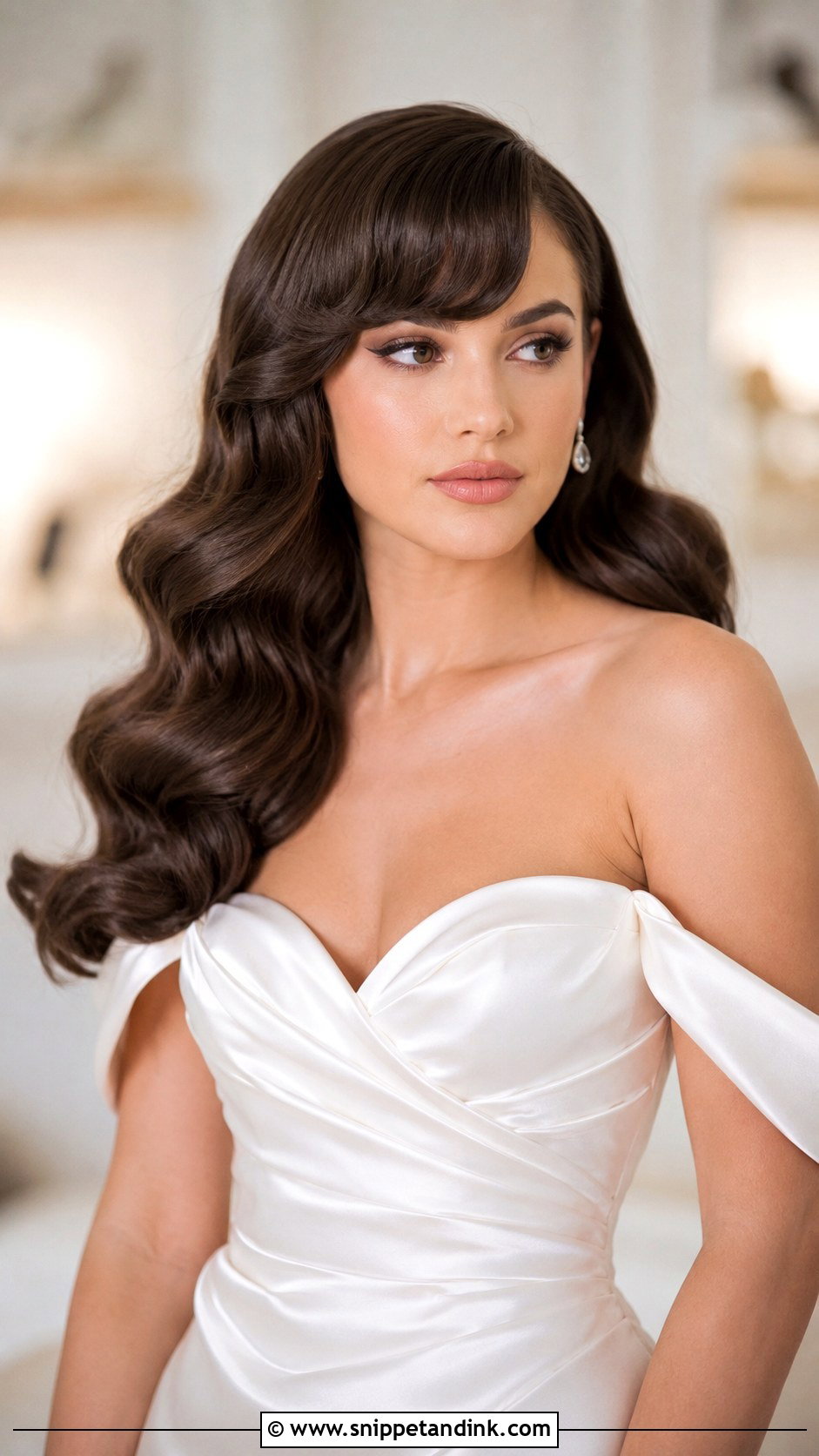 Glam Hollywood Waves With Bangs - Snippet and Ink - 25 Wedding Hairstyles with Bangs