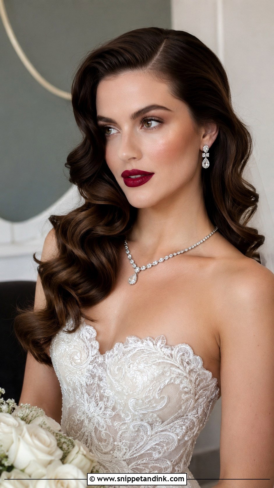 Glam Hollywood Waves With Deep Part - Snippet and Ink - 20 Bridal Hair Waves