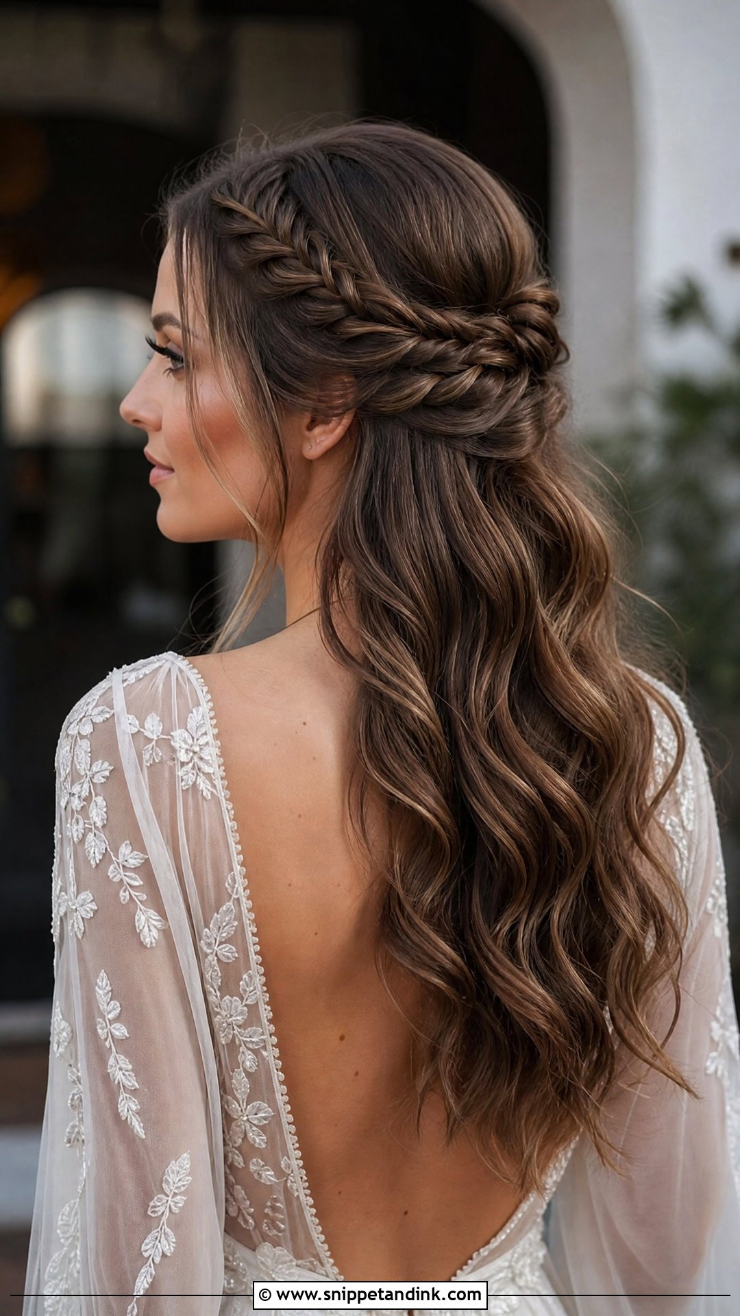 Glam Waves Half Up With Braids - Snippet and Ink - 30 Glam Waves Wedding Hair