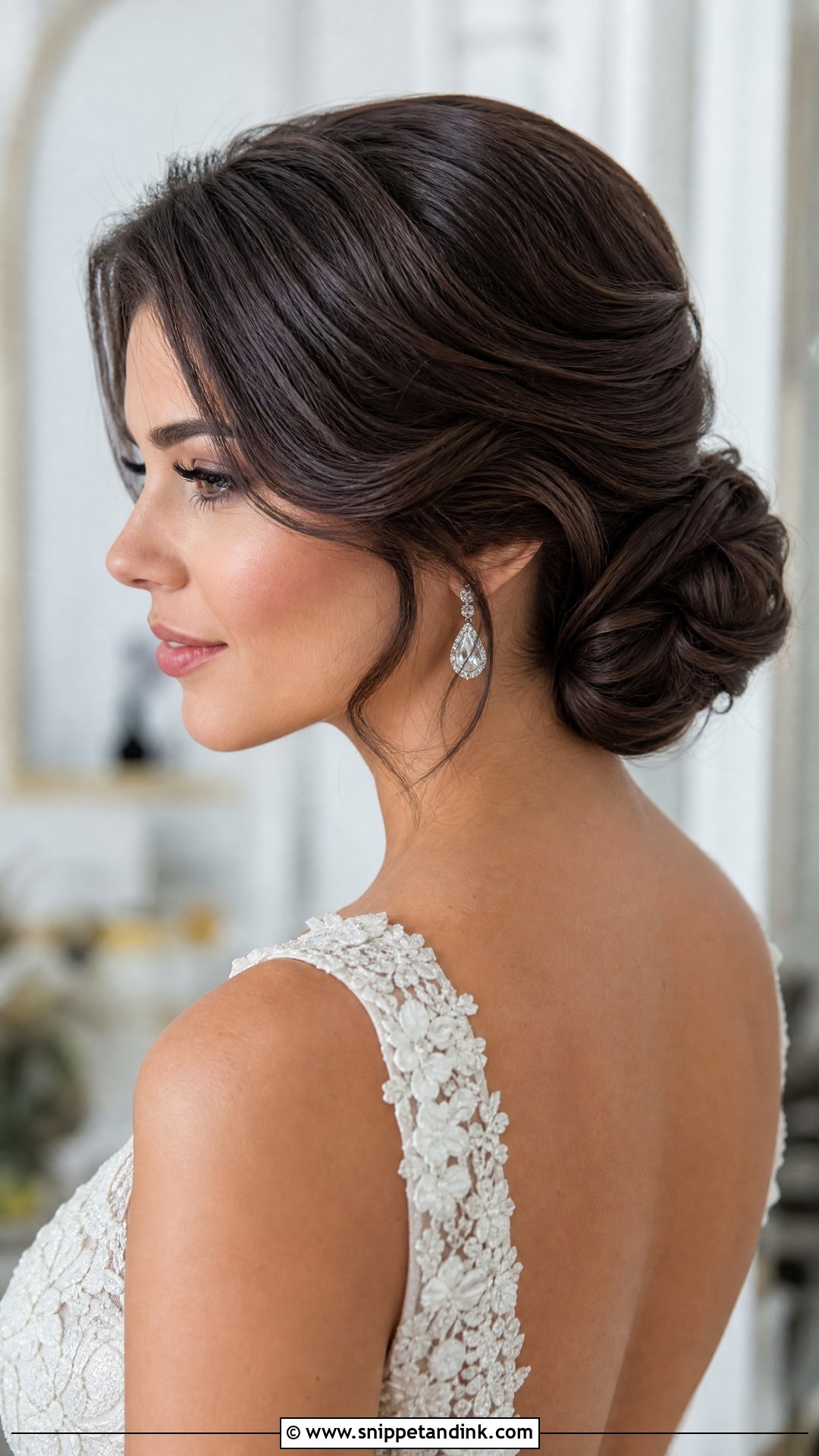 Glam Waves Low Bun - Snippet and Ink - 30 Glam Waves Wedding Hair