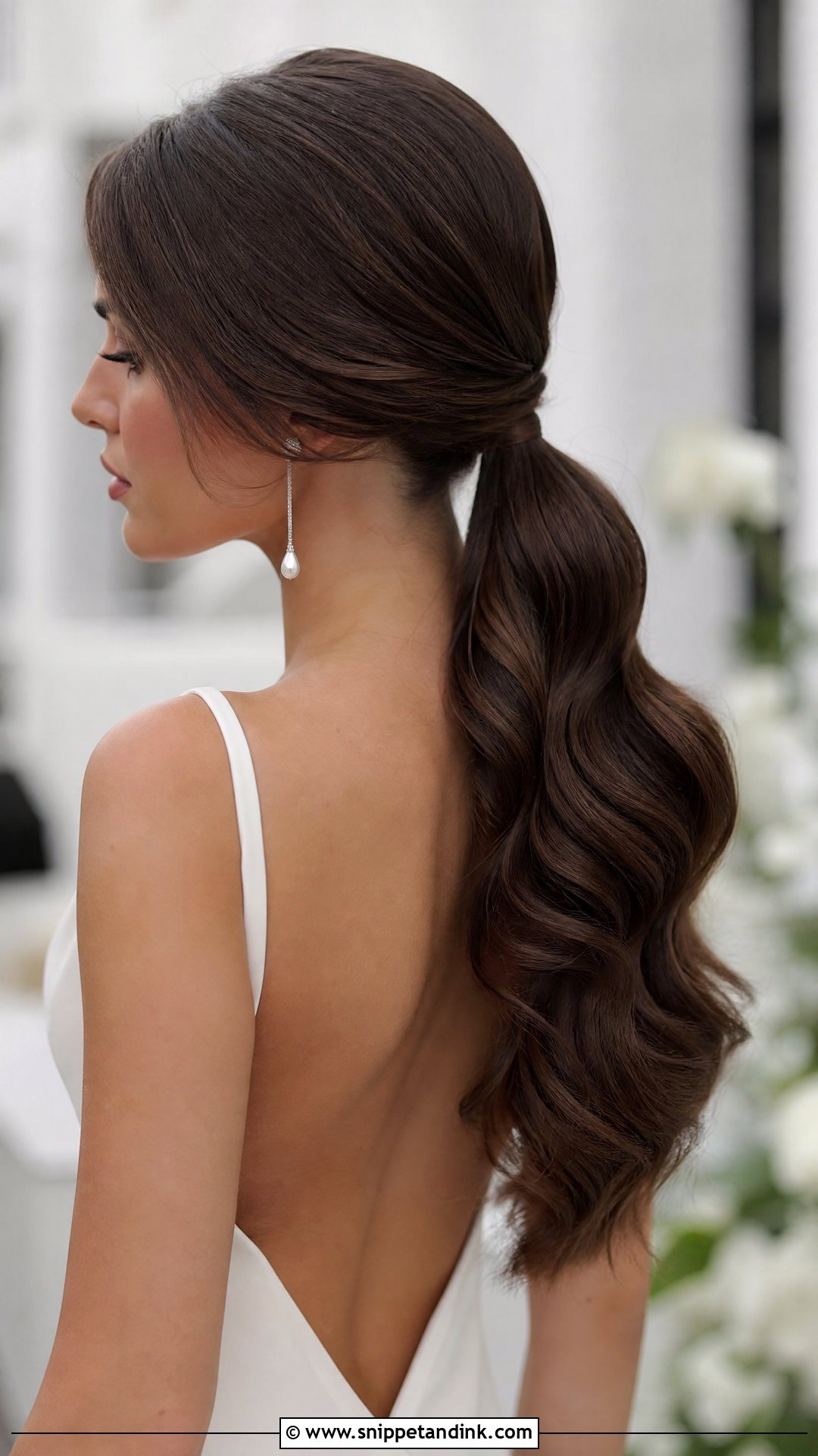 Glam Waves Low Ponytail - Snippet and Ink - 30 Glam Waves Wedding Hair