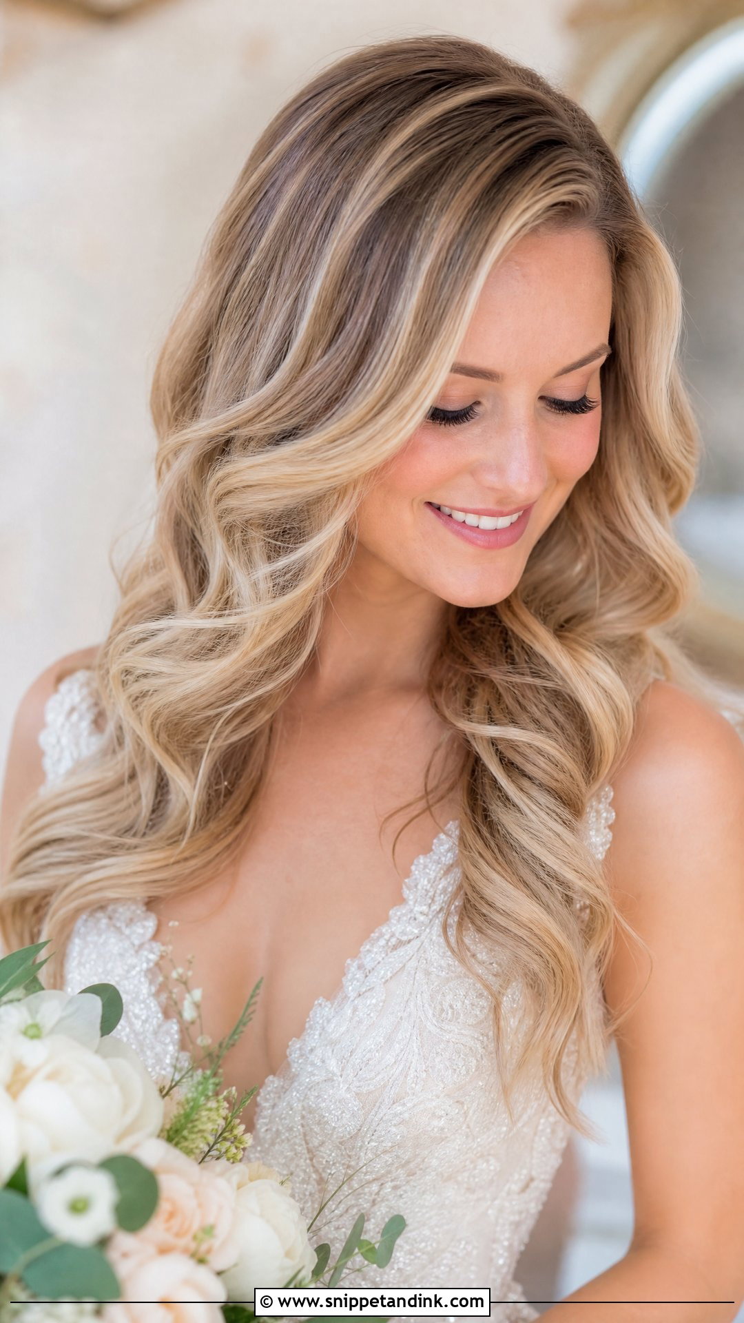 Glam Waves With Blonde Highlights - Snippet and Ink - 30 Glam Waves Wedding Hair