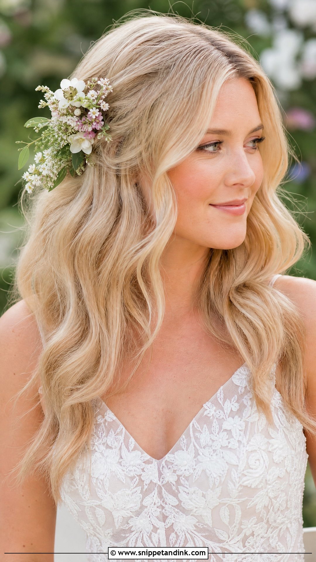 Glam Waves With Flowers - Snippet and Ink - 30 Glam Waves Wedding Hair