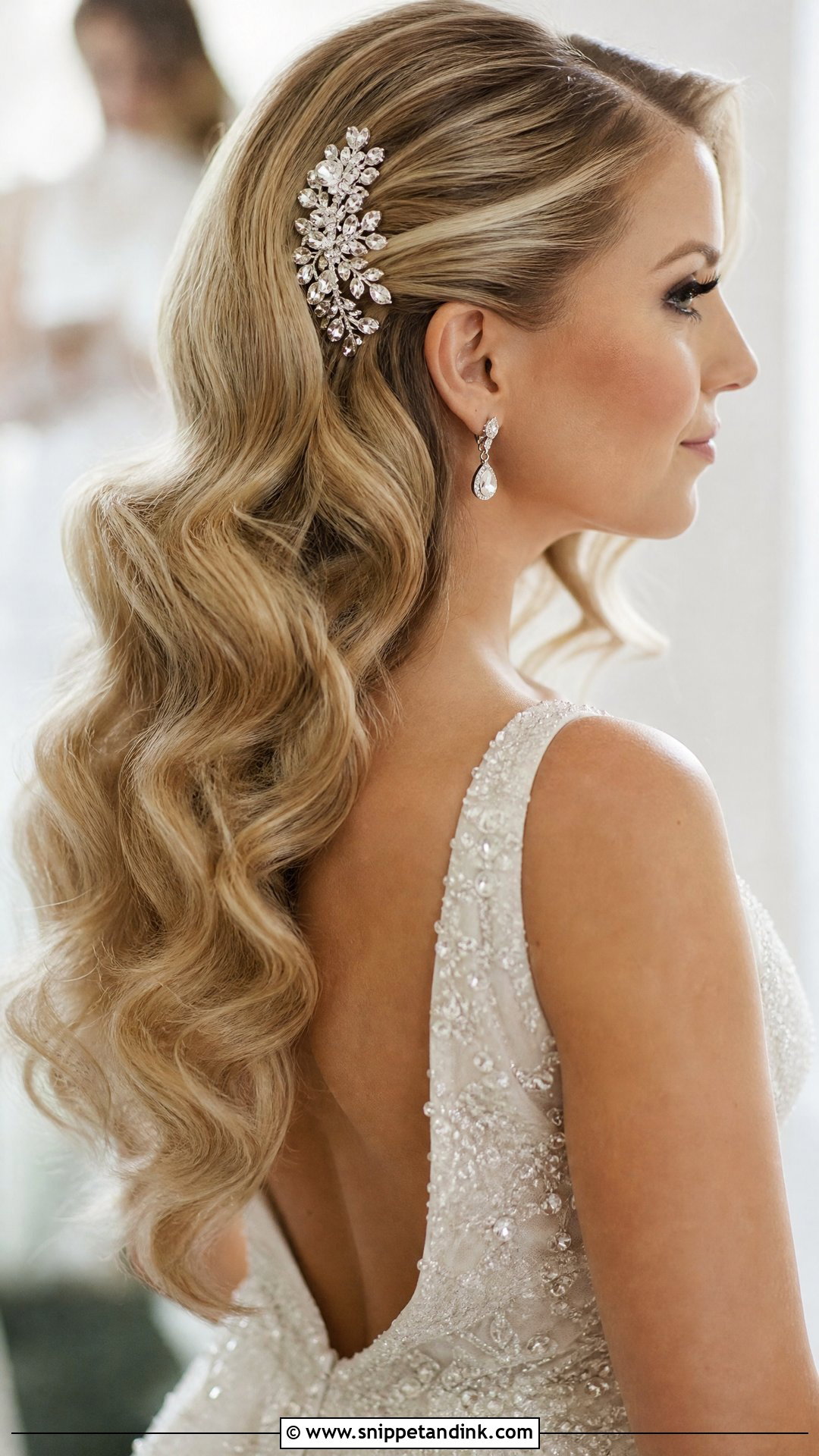 Glam Waves With Hair Accessories - Snippet and Ink - 30 Glam Waves Wedding Hair