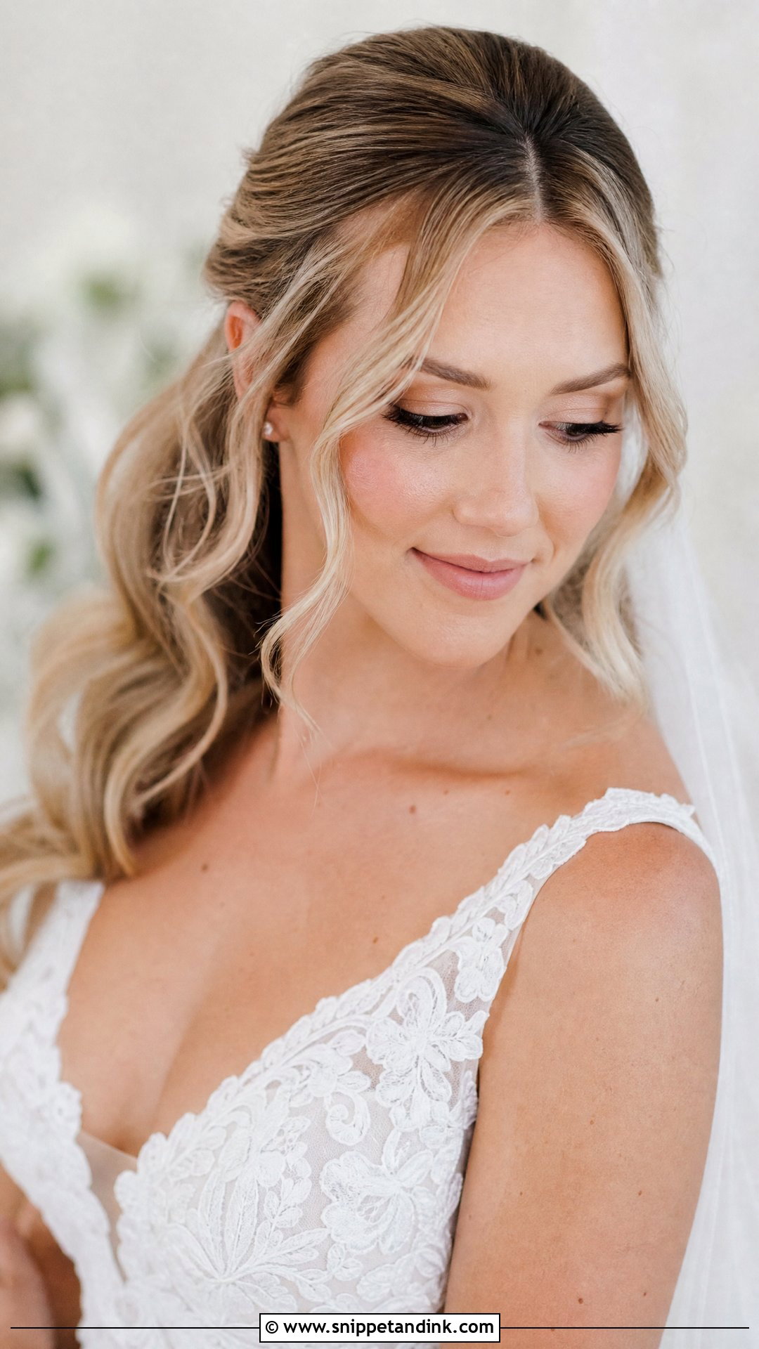 Glam Waves With Loose Tendrils - Snippet and Ink - 30 Glam Waves Wedding Hair