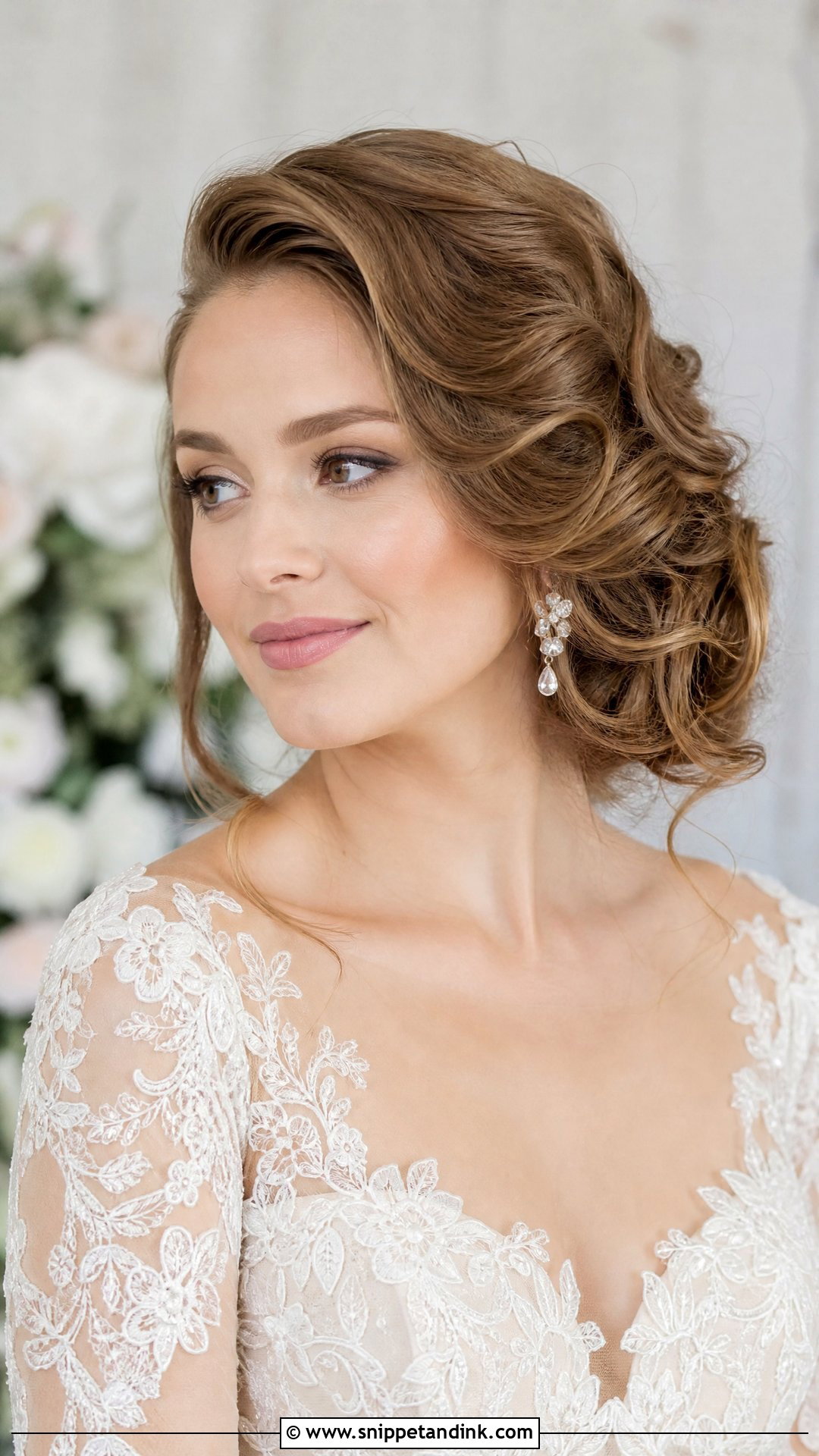 Glam Waves With Side Bun - Snippet and Ink - 30 Glam Waves Wedding Hair