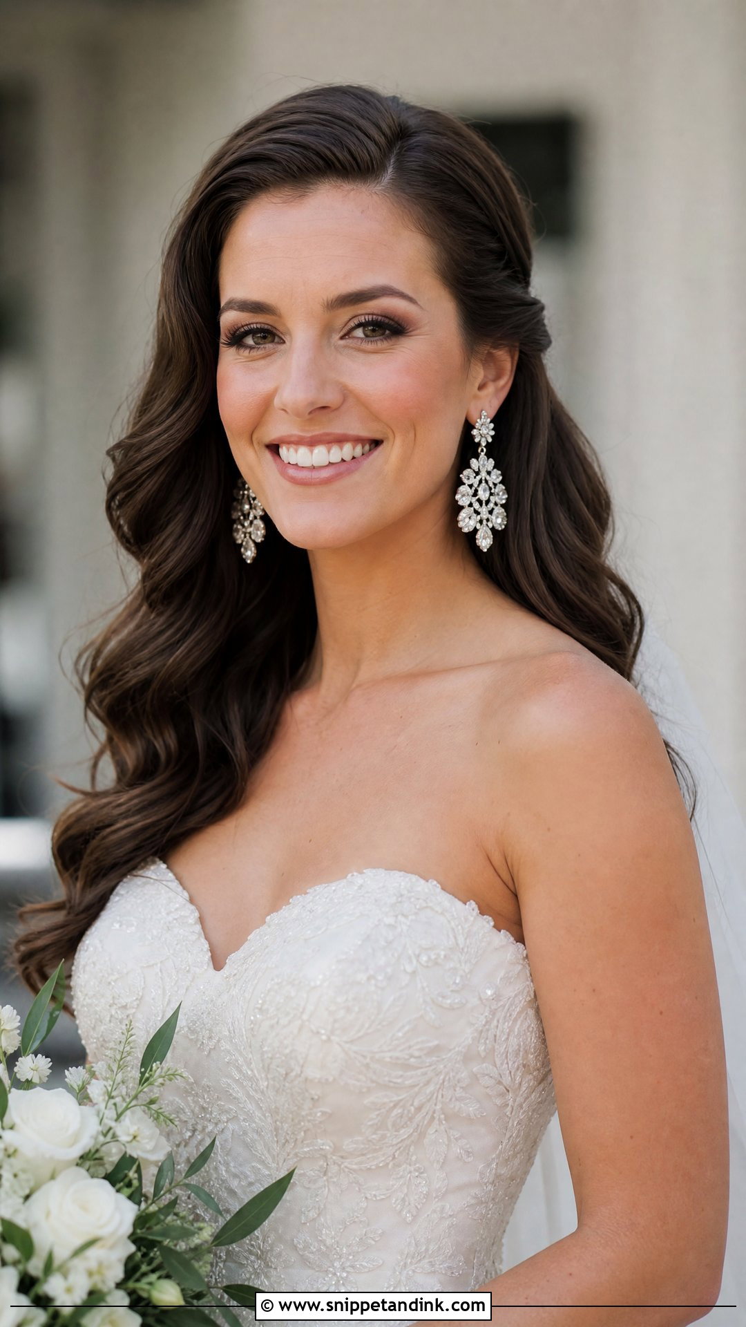Glam Waves With Statement Earrings - Snippet and Ink - 30 Glam Waves Wedding Hair