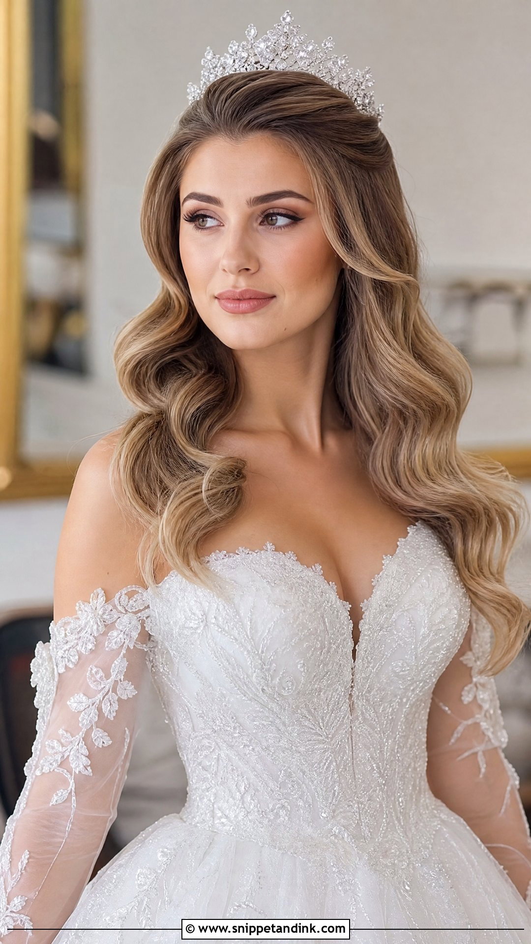 Glam Waves With Tiara - Snippet and Ink - 30 Glam Waves Wedding Hair