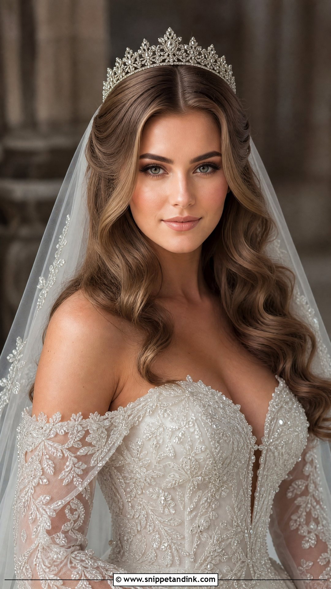 Glam Waves With Tiara - Snippet and Ink - 20 Bridal Glam Waves