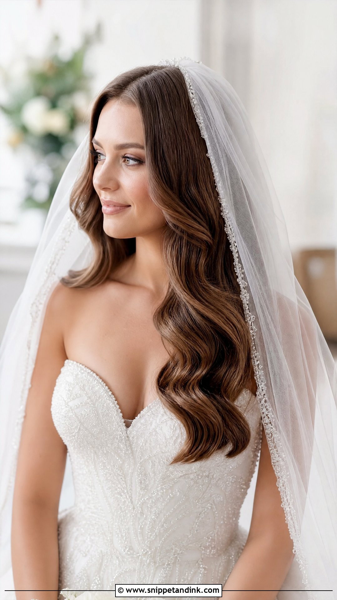 Glam Waves With a Veil - Snippet and Ink - 30 Glam Waves Wedding Hair
