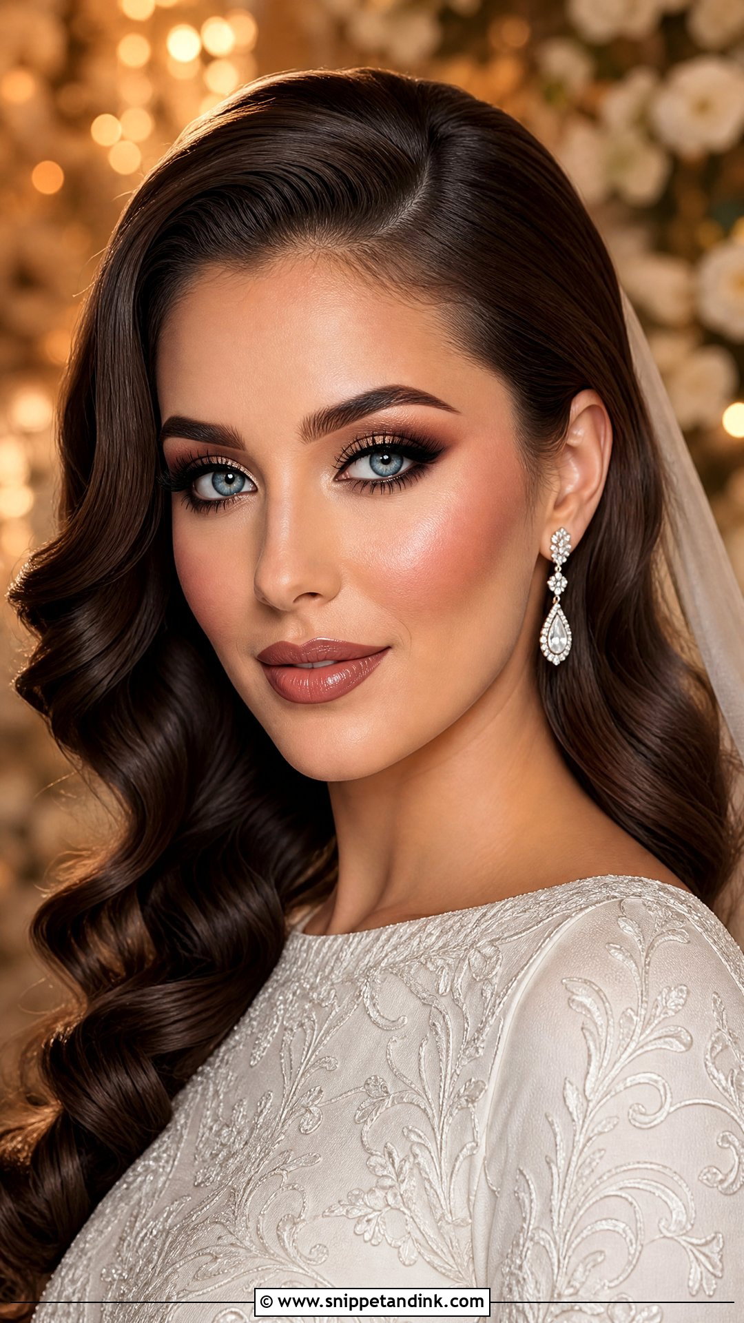 Glam Wedding Makeup For Brunette Hair And Blue Eyes - Snippet and Ink - 25 Full Glam Wedding Makeup for Blue Eyes