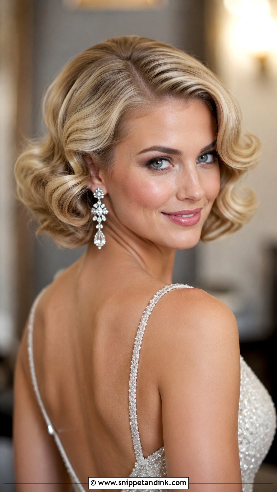 Glamorous Bob With Deep Waves - Snippet and Ink - 25 Bride Short Hairstyles