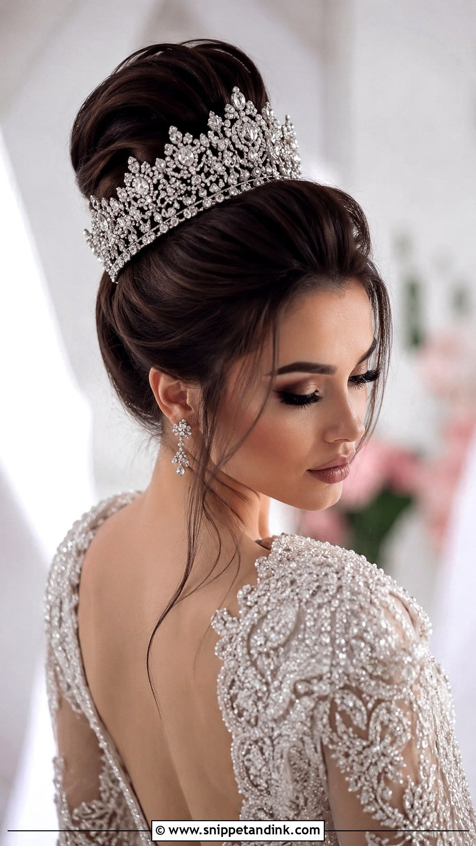 Glamorous Bun With Statement Crown - Snippet and Ink - 20 Crown Wedding Hair Ideas