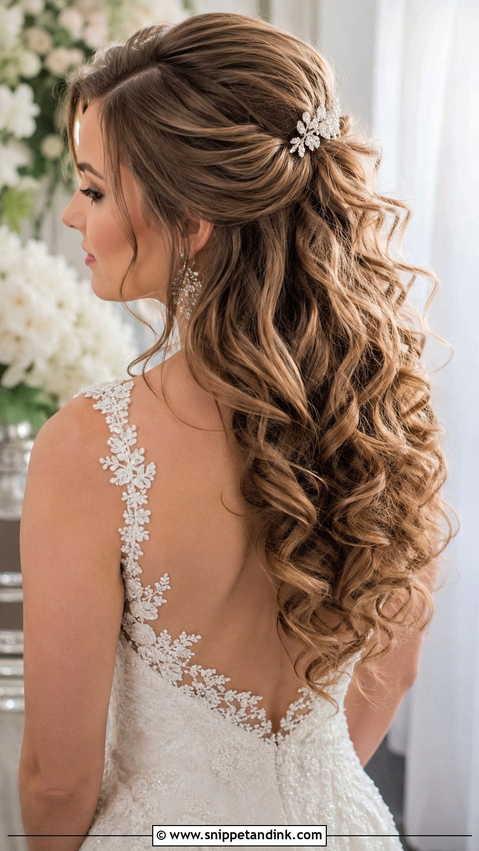 Glamorous Curls Half Updo - Snippet and Ink - 20 Latest Bridal Hairstyles