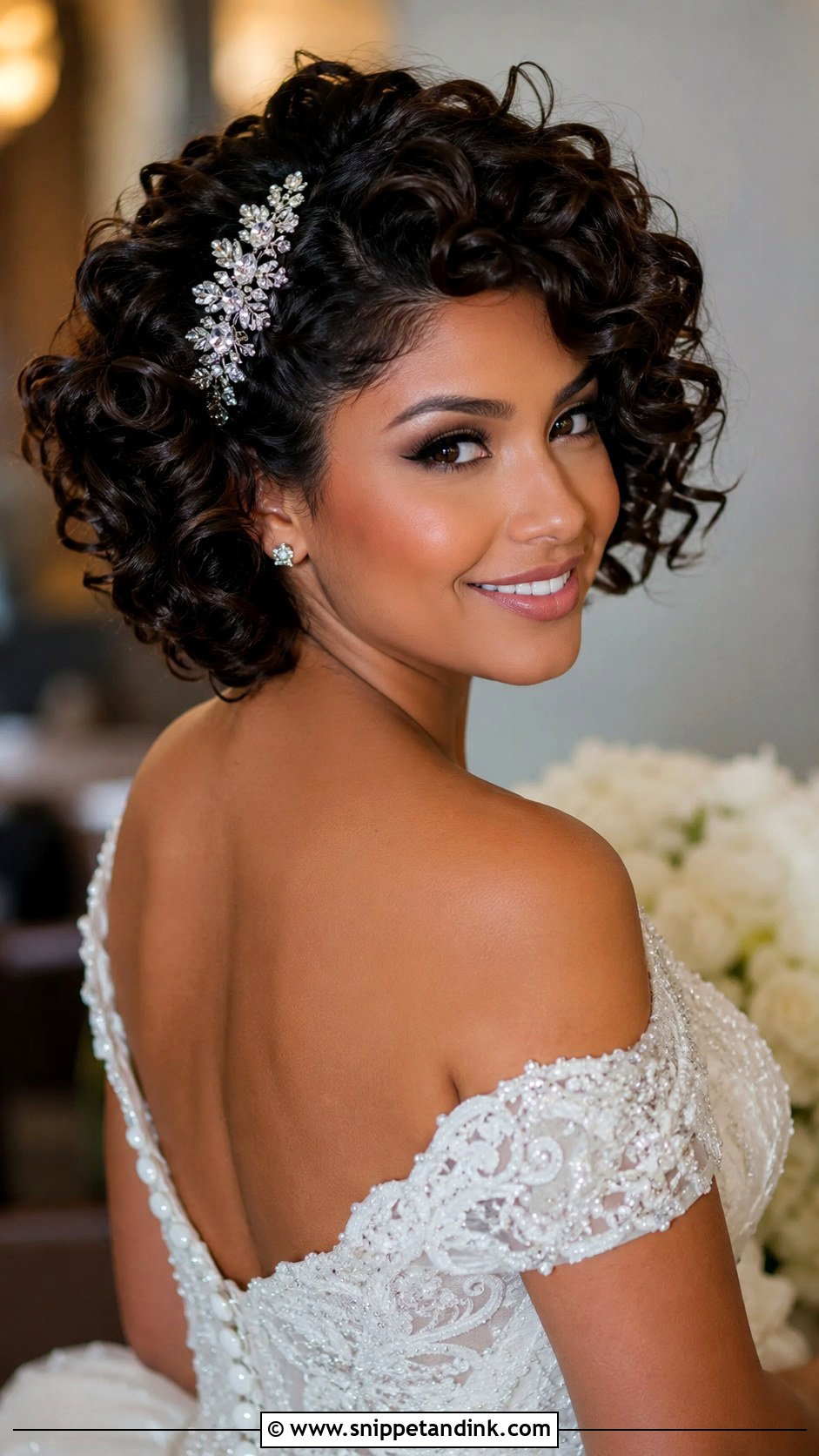Glamorous Curls for Short Hair - Snippet and Ink - 30 Short Hair Wedding Ideas