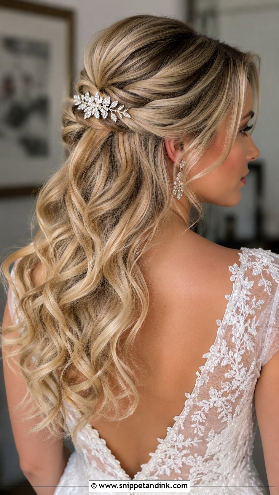 Glamorous Half Up Half Down Waves - Snippet and Ink - 20 Hollywood Glam Wedding Hair Ideas