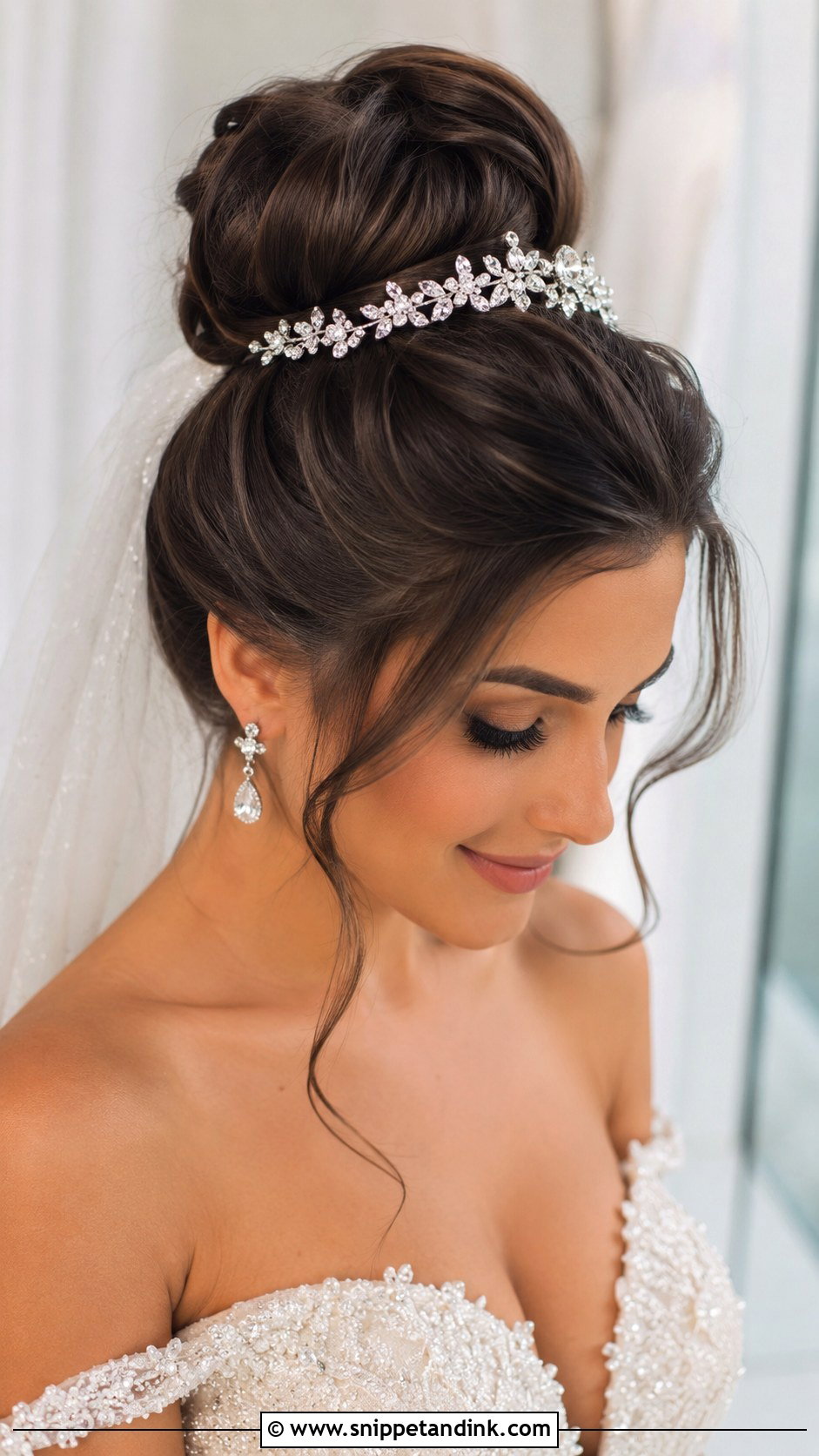 Glamorous High Bun for Brides - Snippet and Ink - 20 Medium Length Hair Styles Wedding
