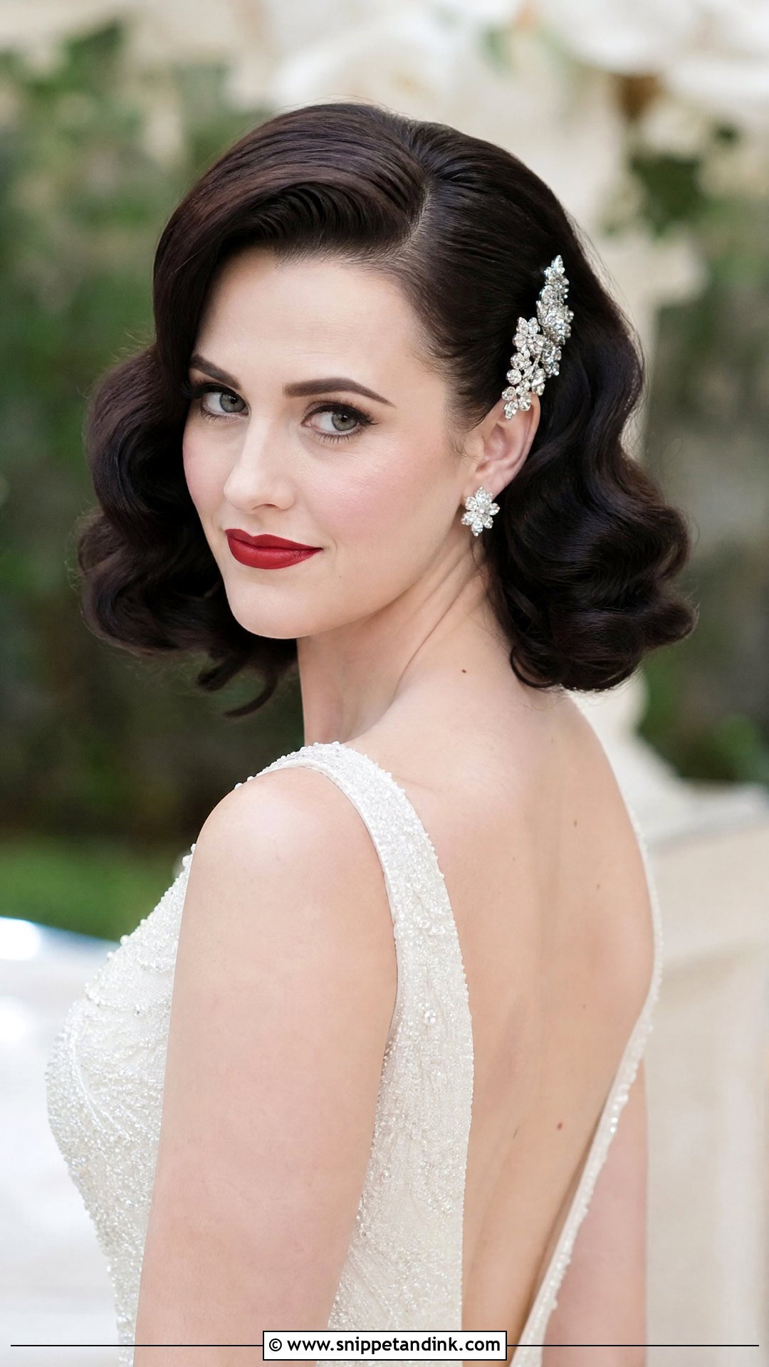 Glamorous Hollywood Curls Bob - Snippet and Ink - 20 Short Hair Wedding Hairstyles the Bride