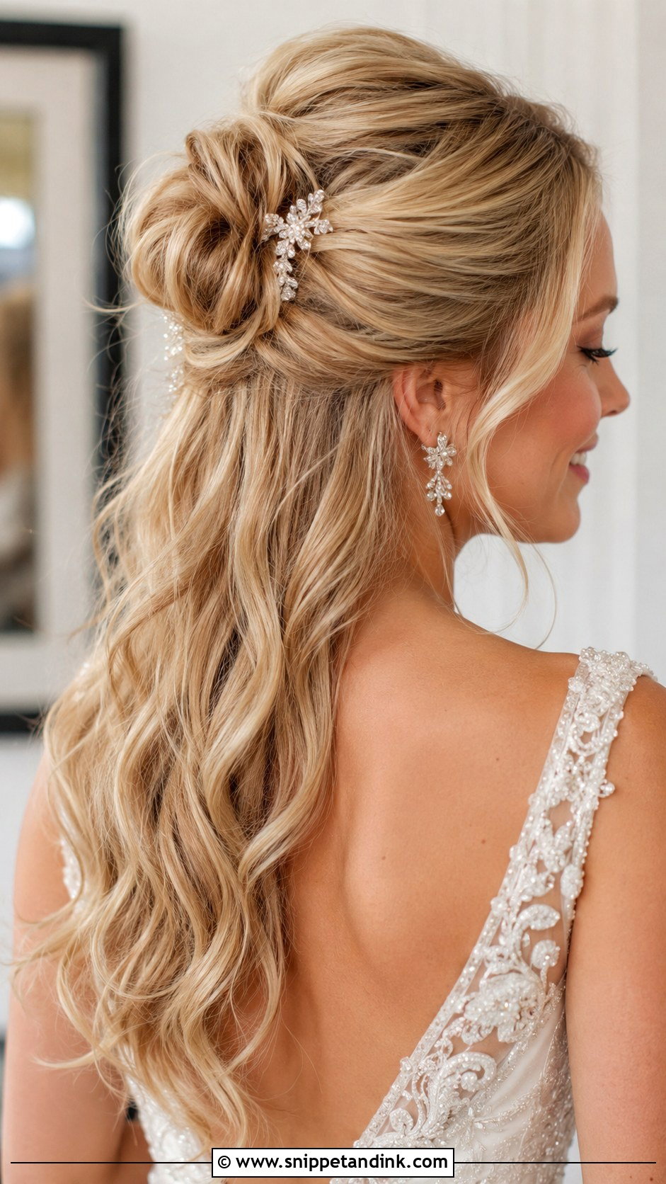 Glamorous Hollywood Half Up Bun - Snippet and Ink - 20 Hollywood Glam Bridal Hair Ideas