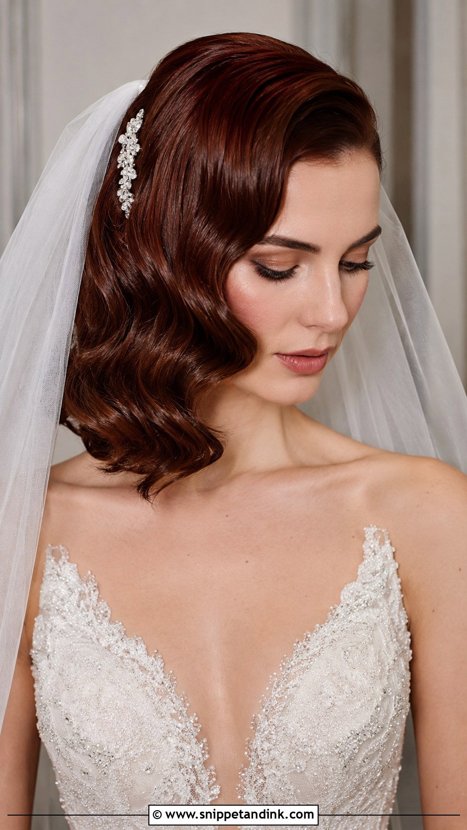 Glamorous Hollywood Wave Bob - Snippet and Ink - 20 Bob Bridal Hair Ideas