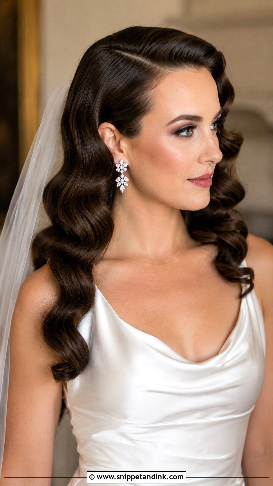 Glamorous Hollywood Waves - Snippet and Ink - 25 Medium Length Wedding Hairstyles