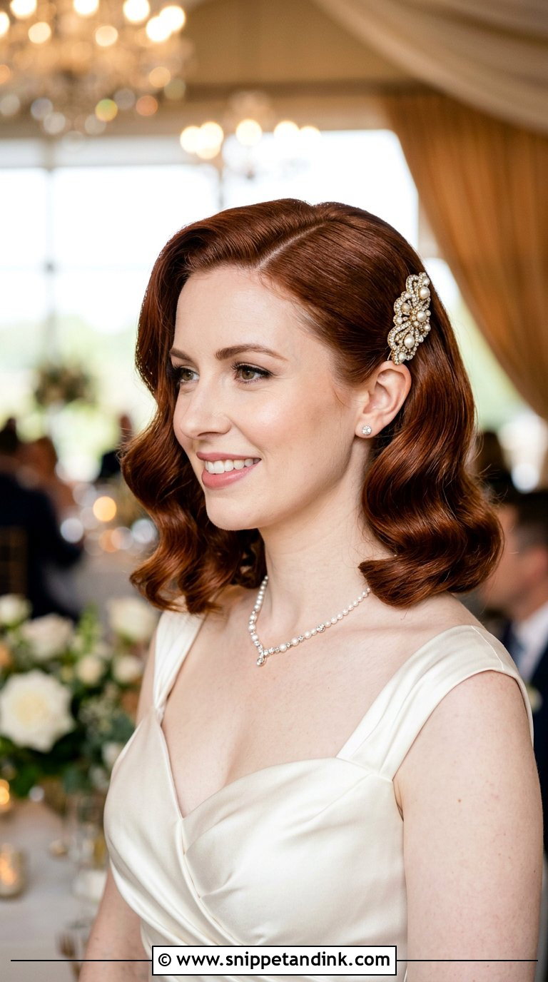 Glamorous Hollywood Waves Bob - Snippet and Ink - 20 Brides with Short Hair Ideas