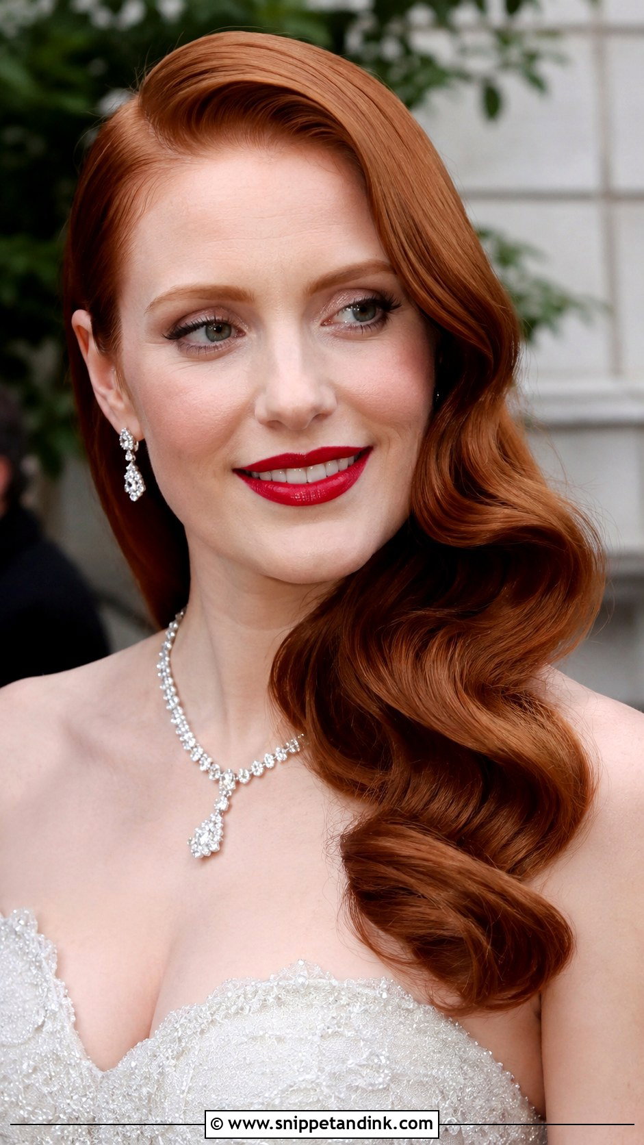 Glamorous Hollywood Waves for Red Hair - Snippet and Ink - 25 Red Hair Wedding Hairstyles