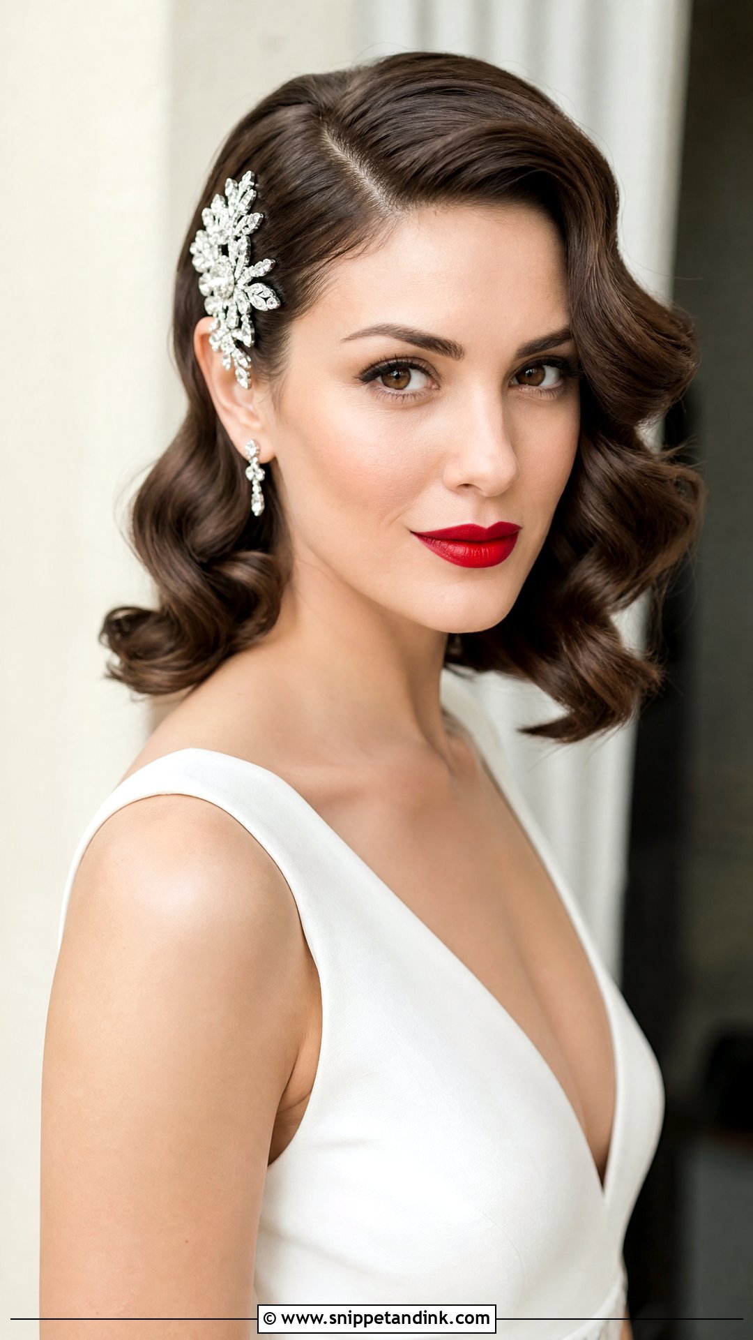 Glamorous Hollywood Waves for Short Hair Bride - Snippet and Ink - 20 Short Hairstyle for Bride Ideas