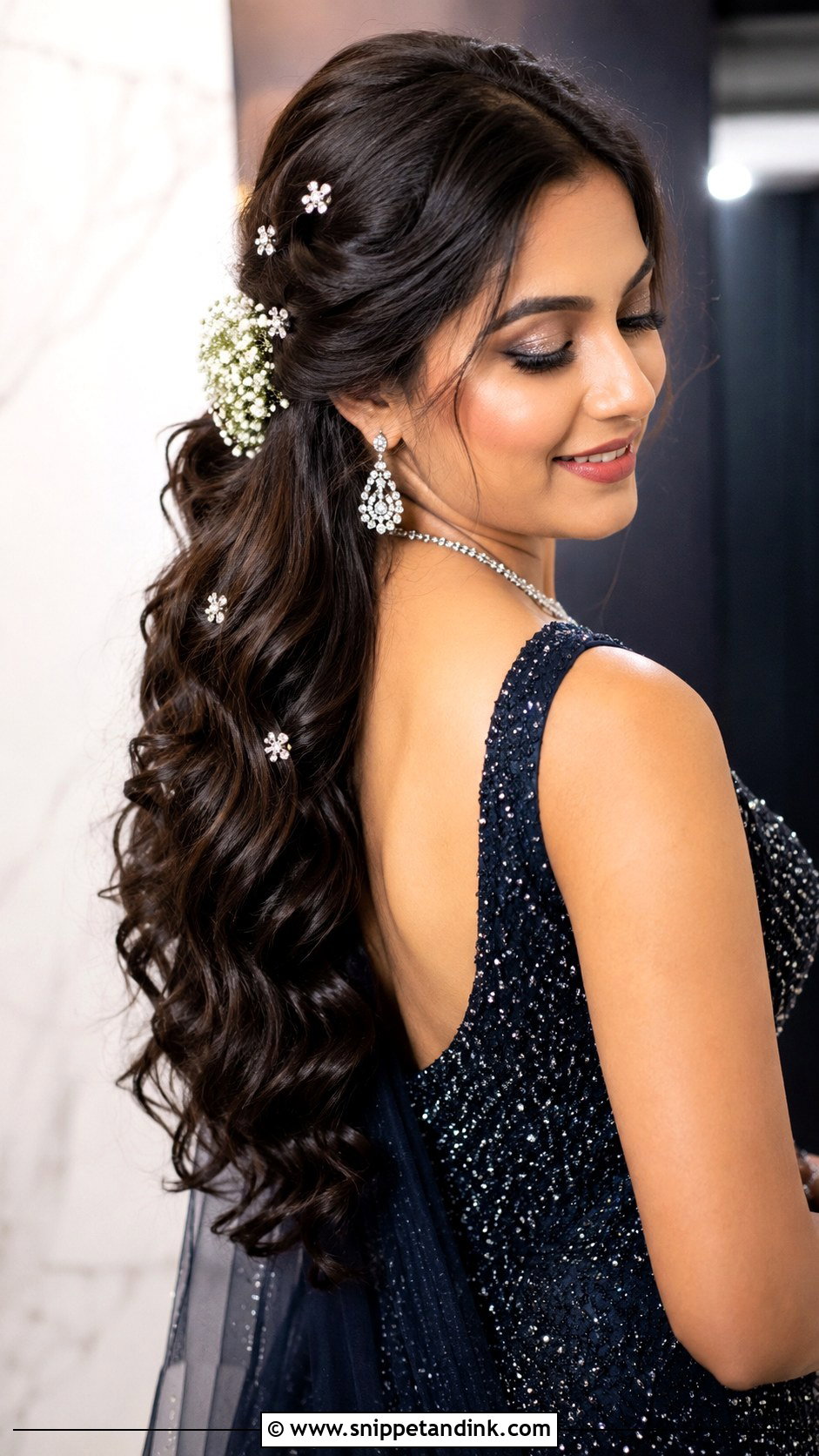 Glamorous Open Waves - Snippet and Ink - 25 Trendy Indian Wedding Hairstyles