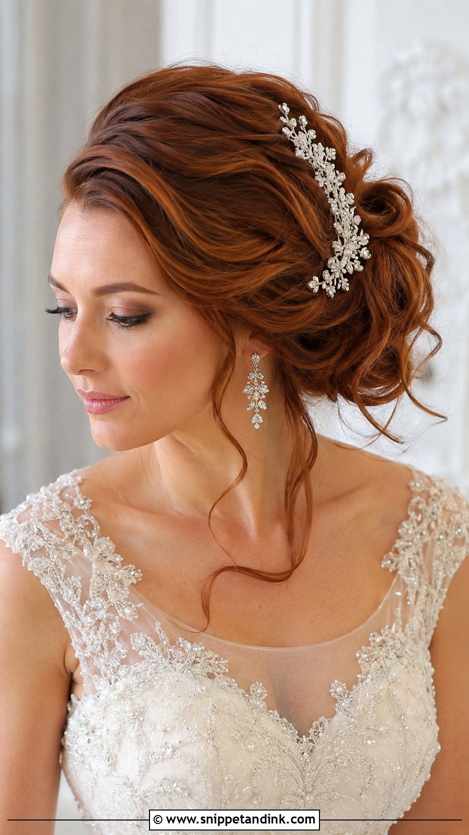 Glamorous Side Swept Updo - Snippet and Ink - 25 Bridal Hairstyles for Round Face