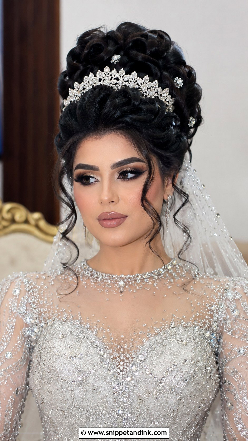 Glamorous Updo With Curls - Snippet and Ink - 20 Arab Wedding Hairstyles