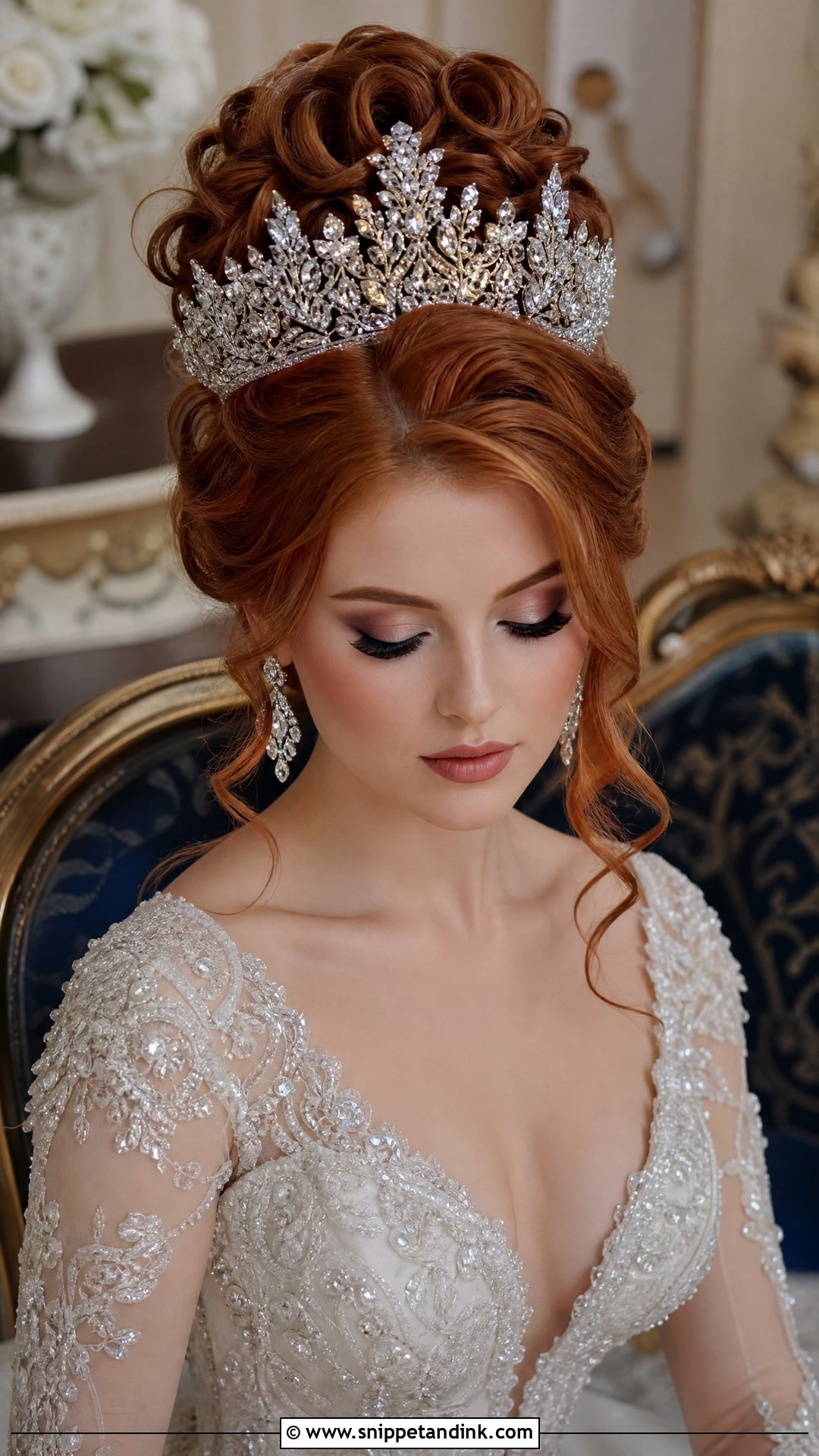 Glamorous Updo With Statement Crown - Snippet and Ink - 20 Bridal Crown Hairstyles