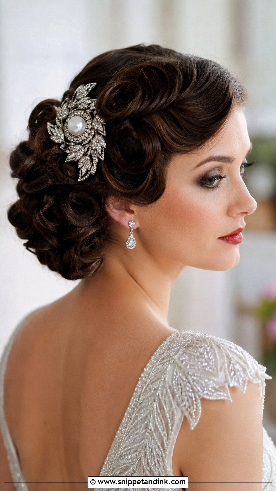 Glamorous Vintage Updo for Medium Length Hair - Snippet and Ink - 25 Mid Length Bridal Hair Ideas