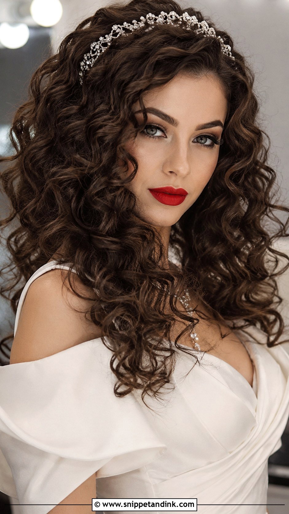Glamorous Voluminous Curls - Snippet and Ink - 20 Short Curly Wedding Hairstyles