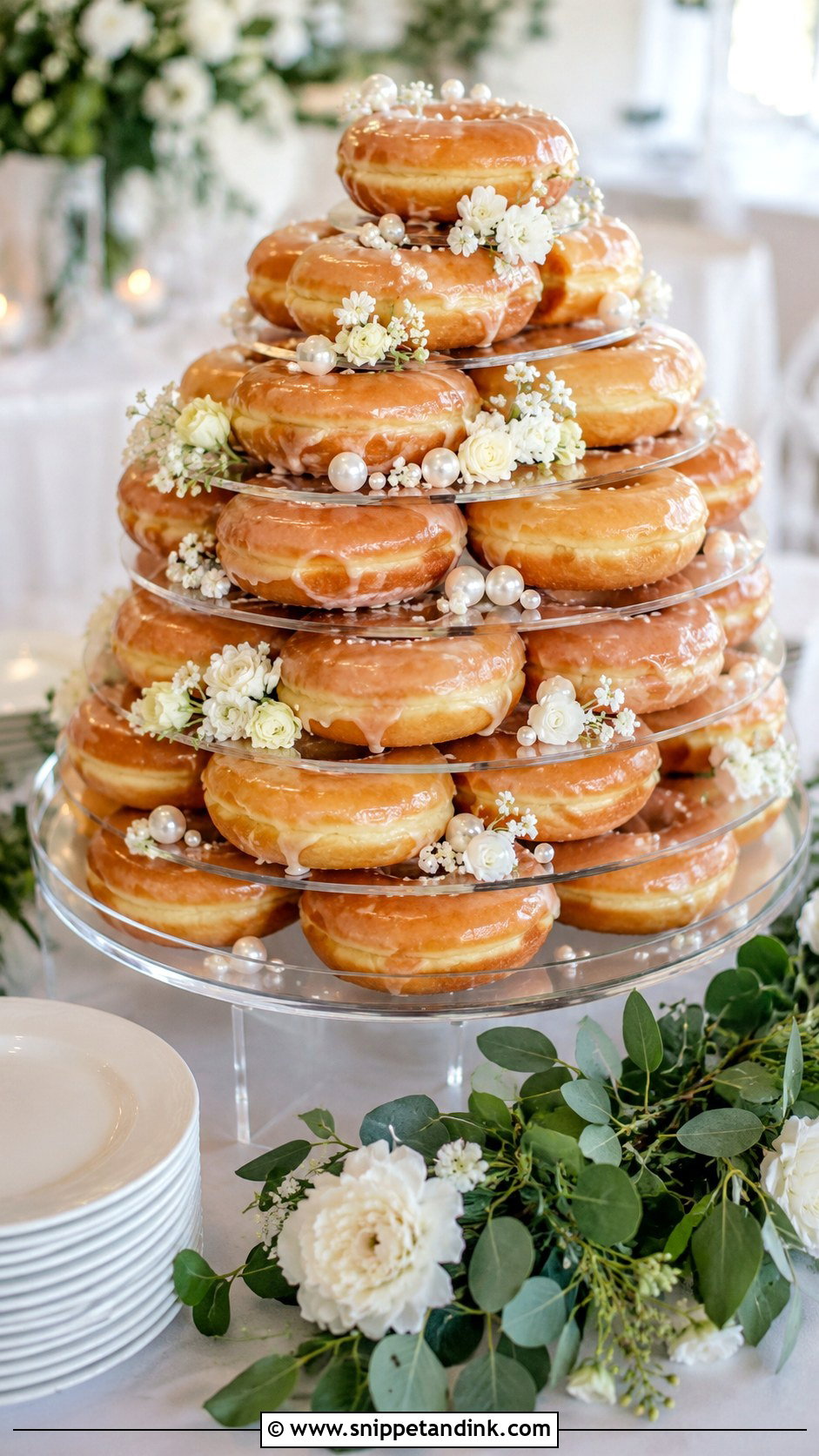 Glazed Donut Wedding Cake - Snippet and Ink - 20 Wedding Donut Cake Ideas