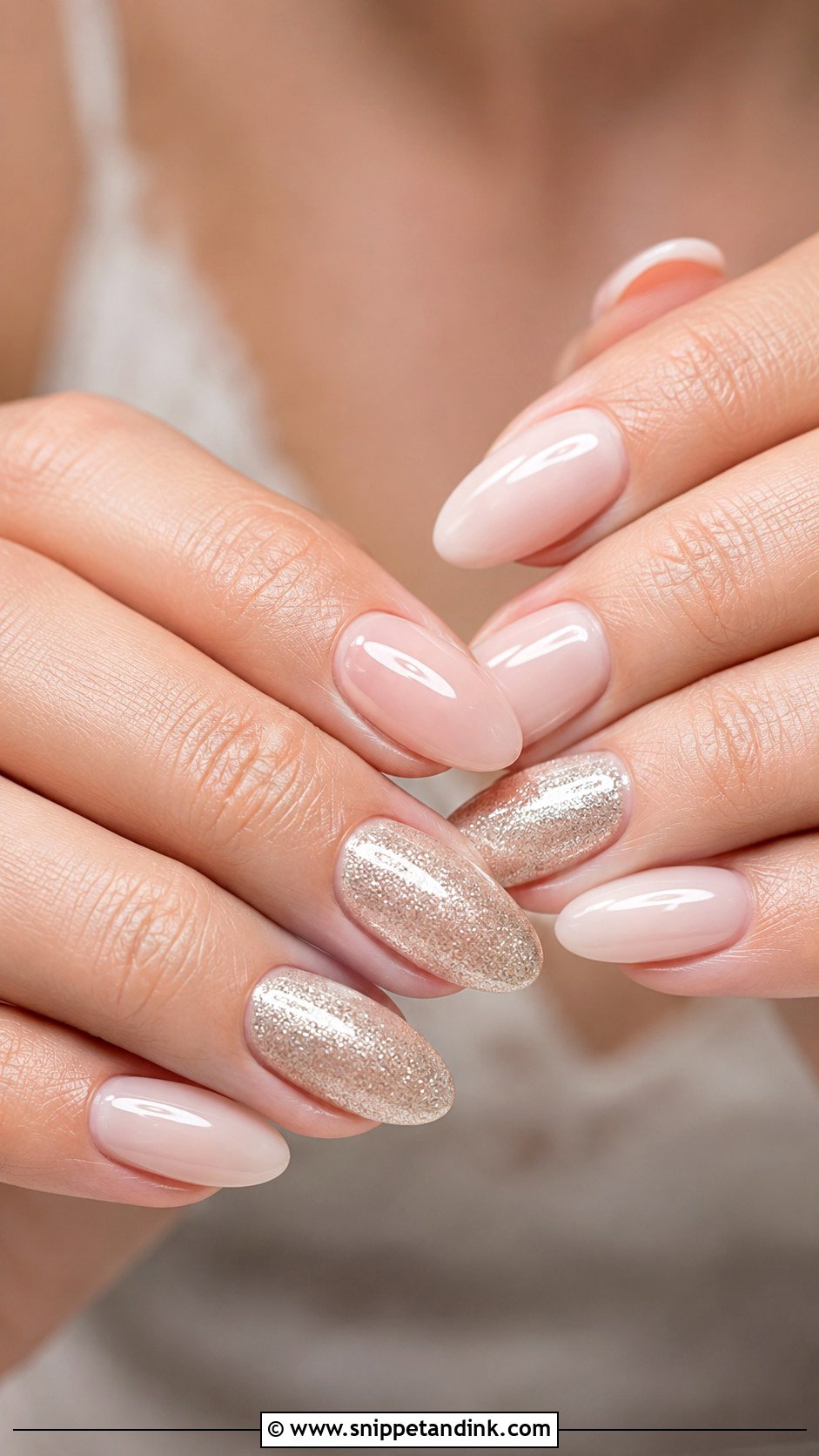 Glitter Accent Bridal Nails - Snippet and Ink - 20 Glitter Bridal Nails