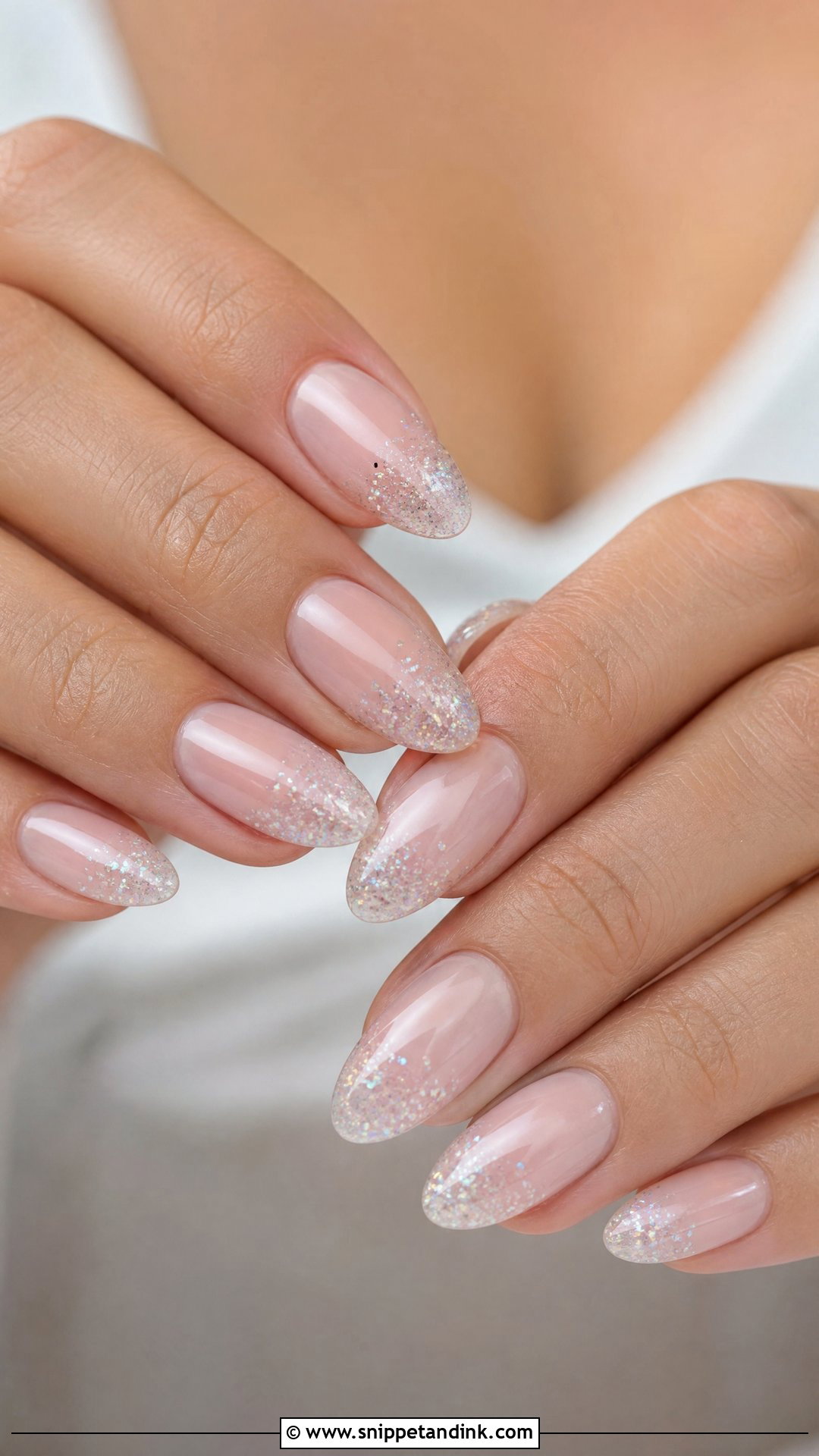 Glitter Almond Wedding Nails - Snippet and Ink - 25 Glitter Wedding Nails