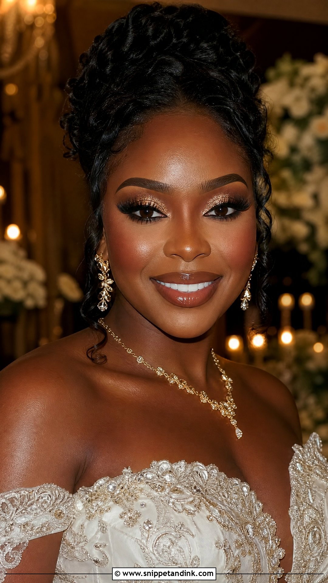 Glitter Bridal Makeup For Deep Skin - Snippet and Ink - 20 Glitter Bridal Makeup Ideas
