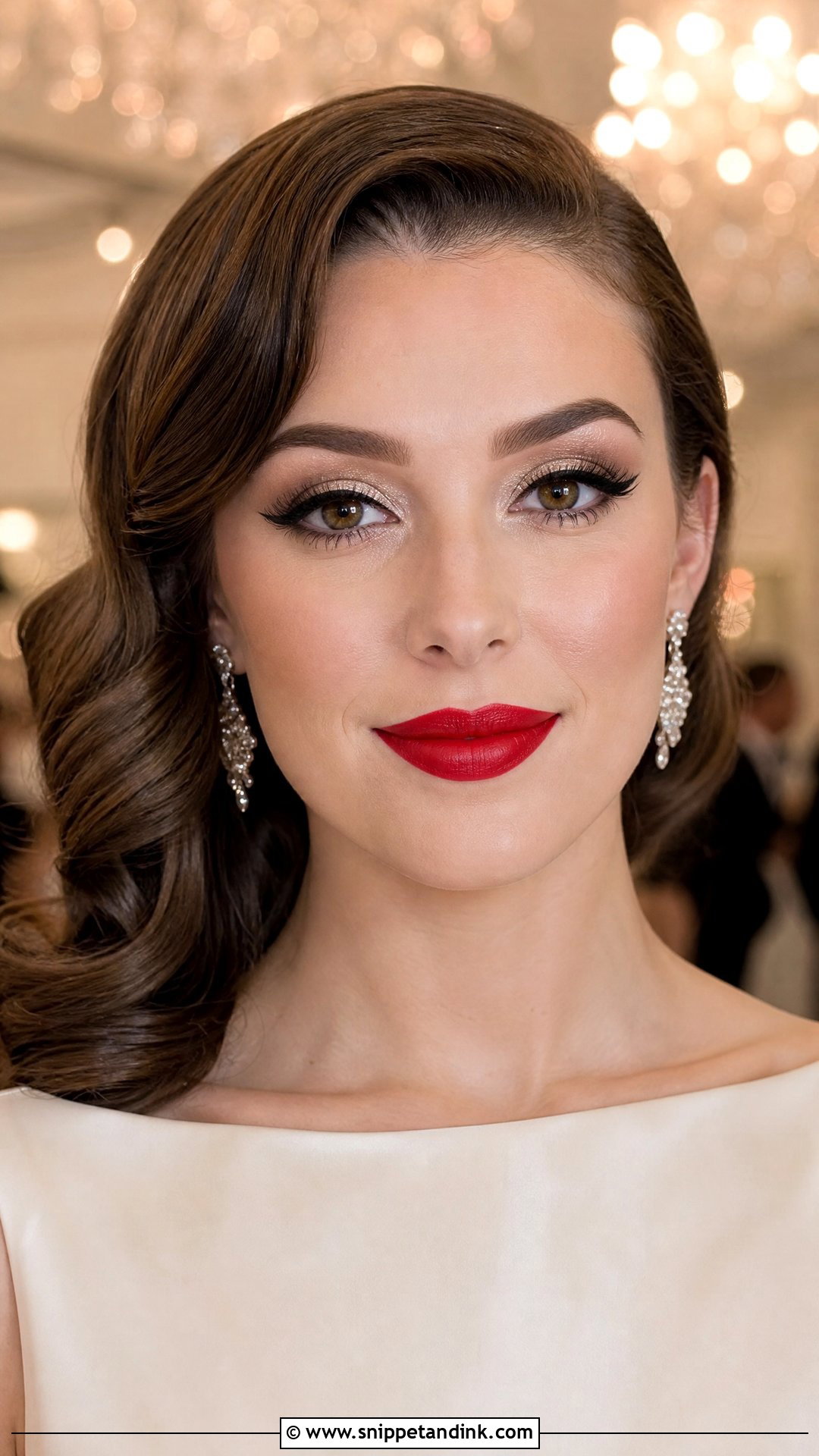 Glitter Bridal Makeup With Red Lip - Snippet and Ink - 20 Glitter Bridal Makeup Ideas
