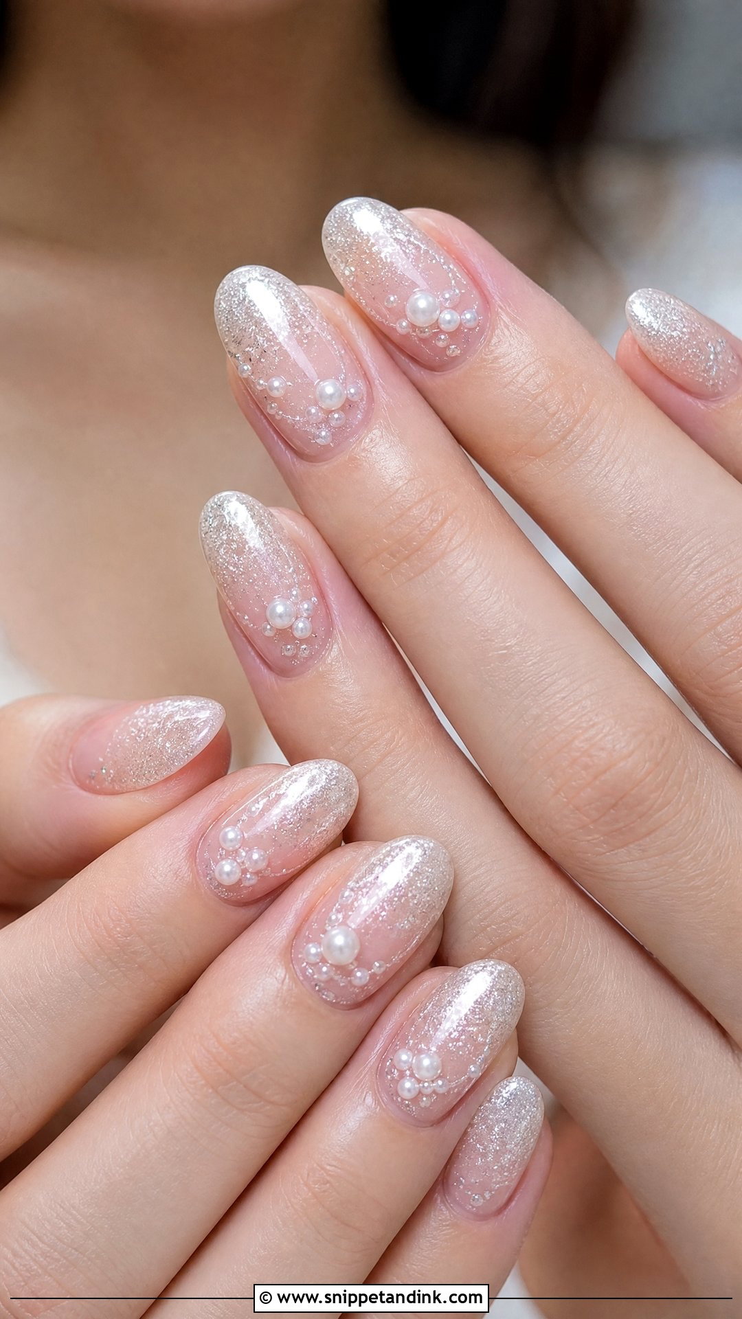 Glitter Bridal Nails With Pearls - Snippet and Ink - 25 Bridal Nails with Pearls
